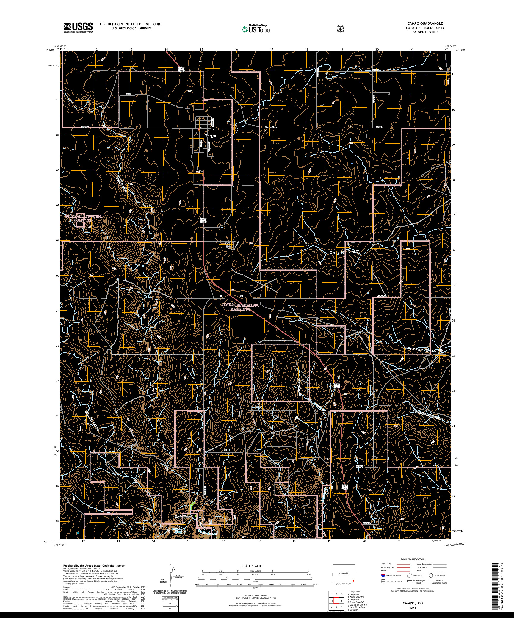 US TOPO 7.5-MINUTE MAP FOR CAMPO, CO