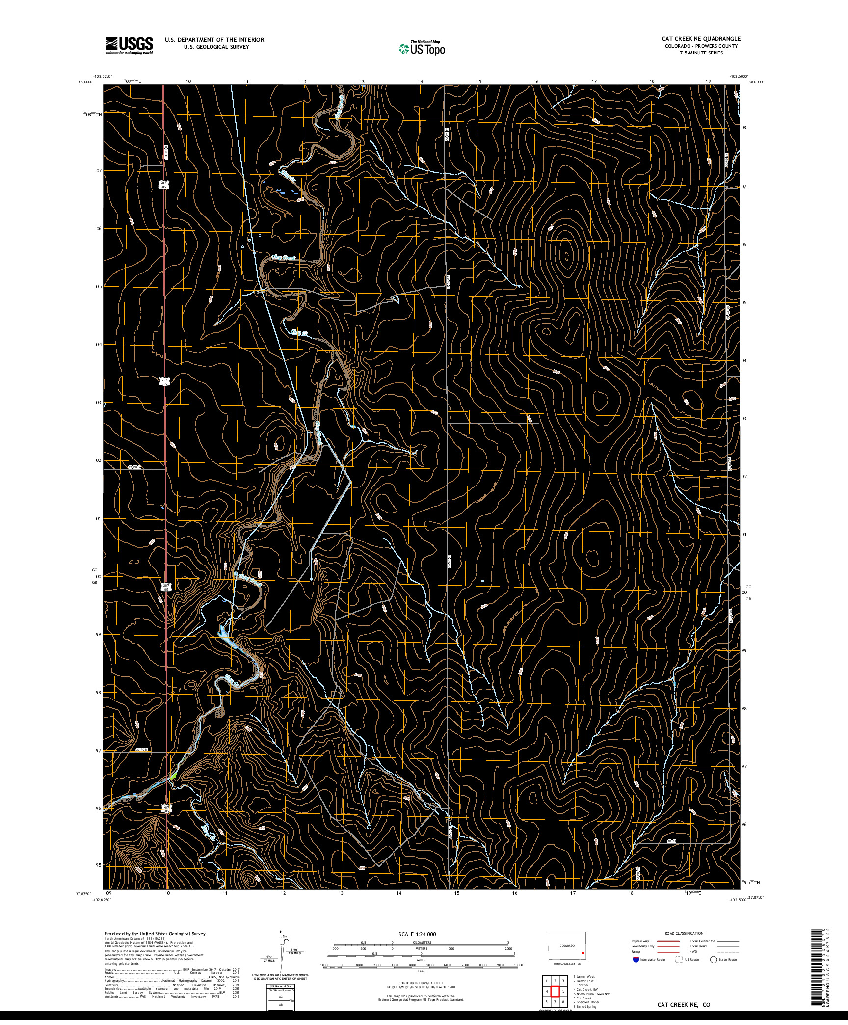 US TOPO 7.5-MINUTE MAP FOR CAT CREEK NE, CO