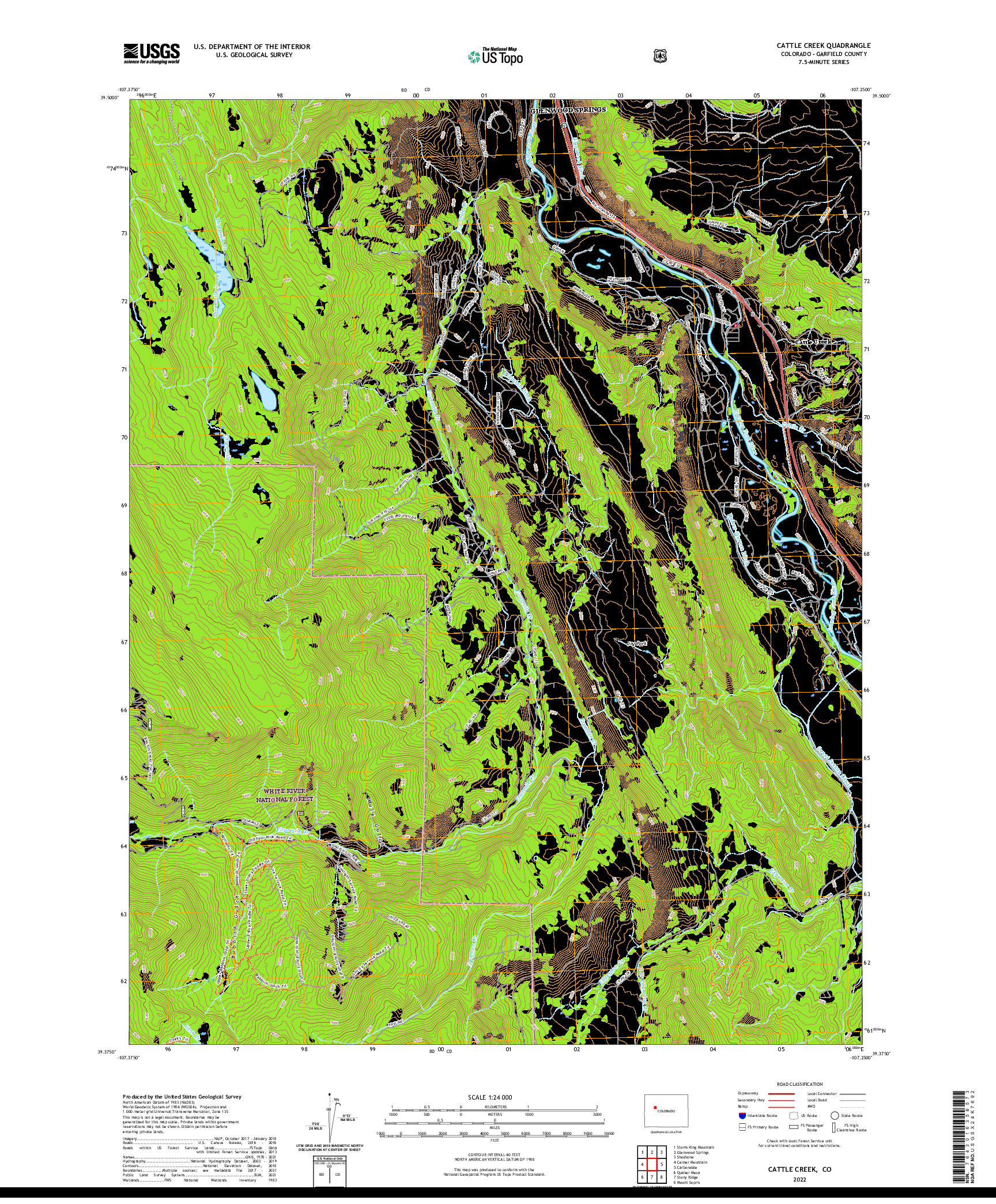 US TOPO 7.5-MINUTE MAP FOR CATTLE CREEK, CO