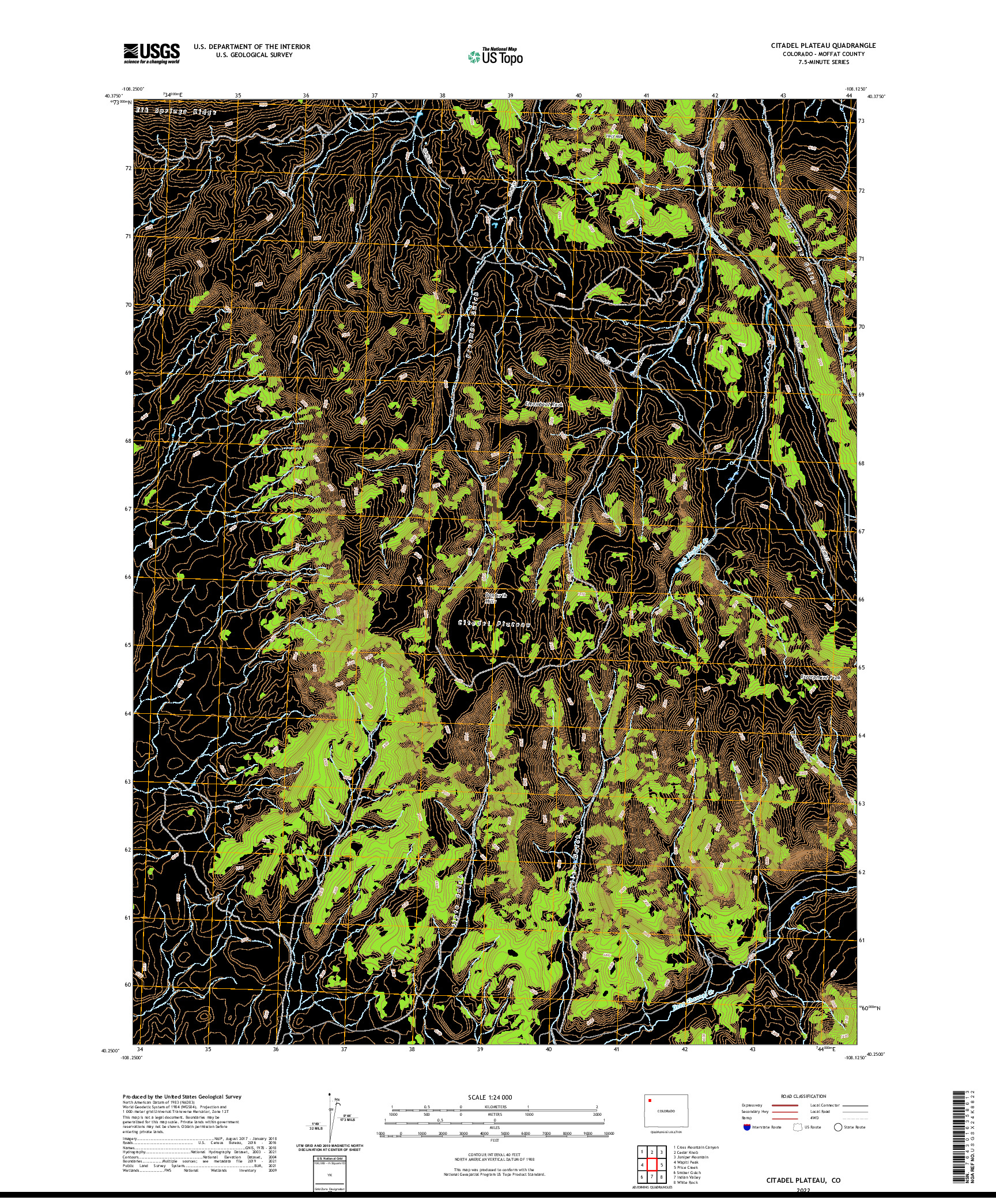 US TOPO 7.5-MINUTE MAP FOR CITADEL PLATEAU, CO