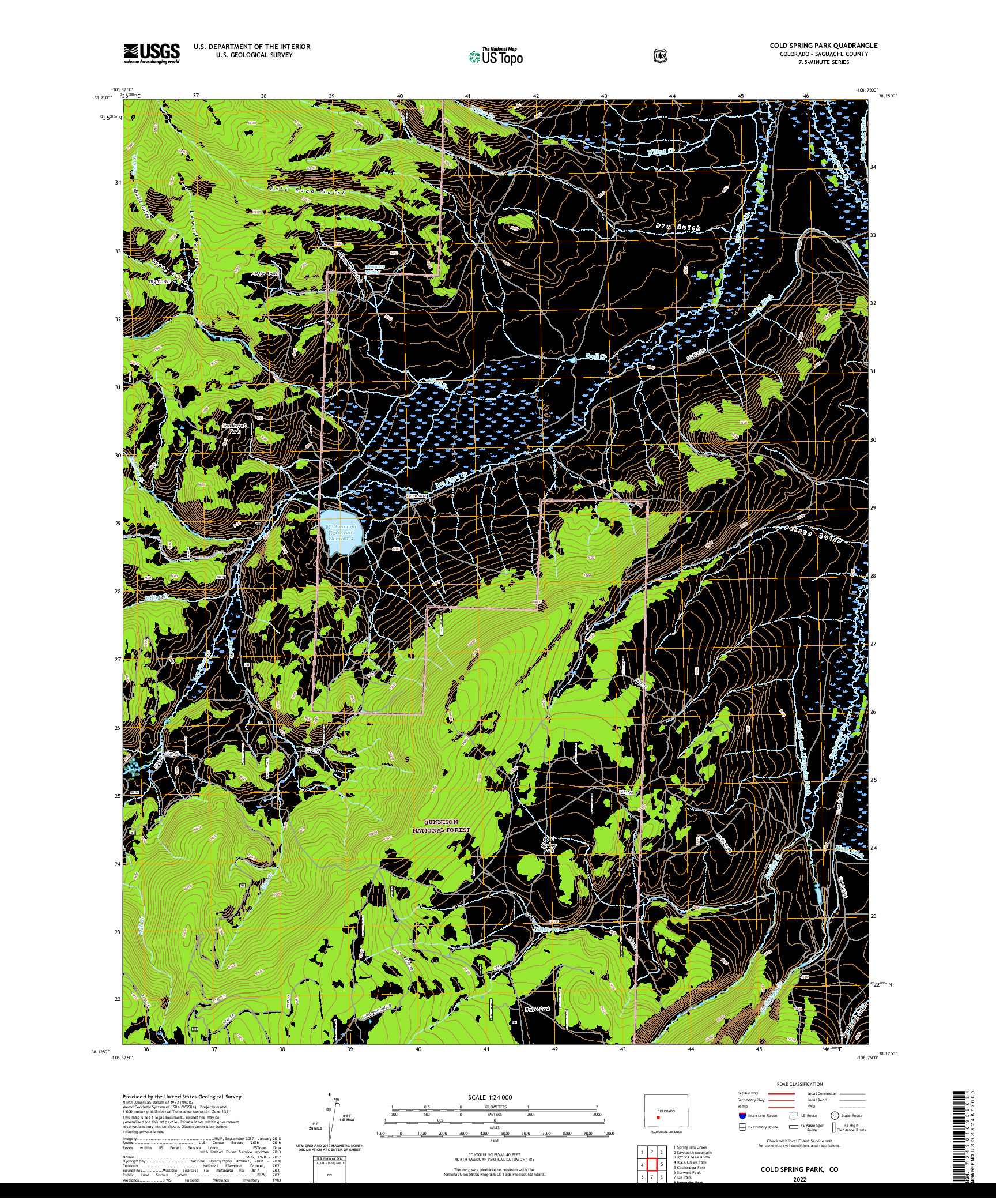 US TOPO 7.5-MINUTE MAP FOR COLD SPRING PARK, CO