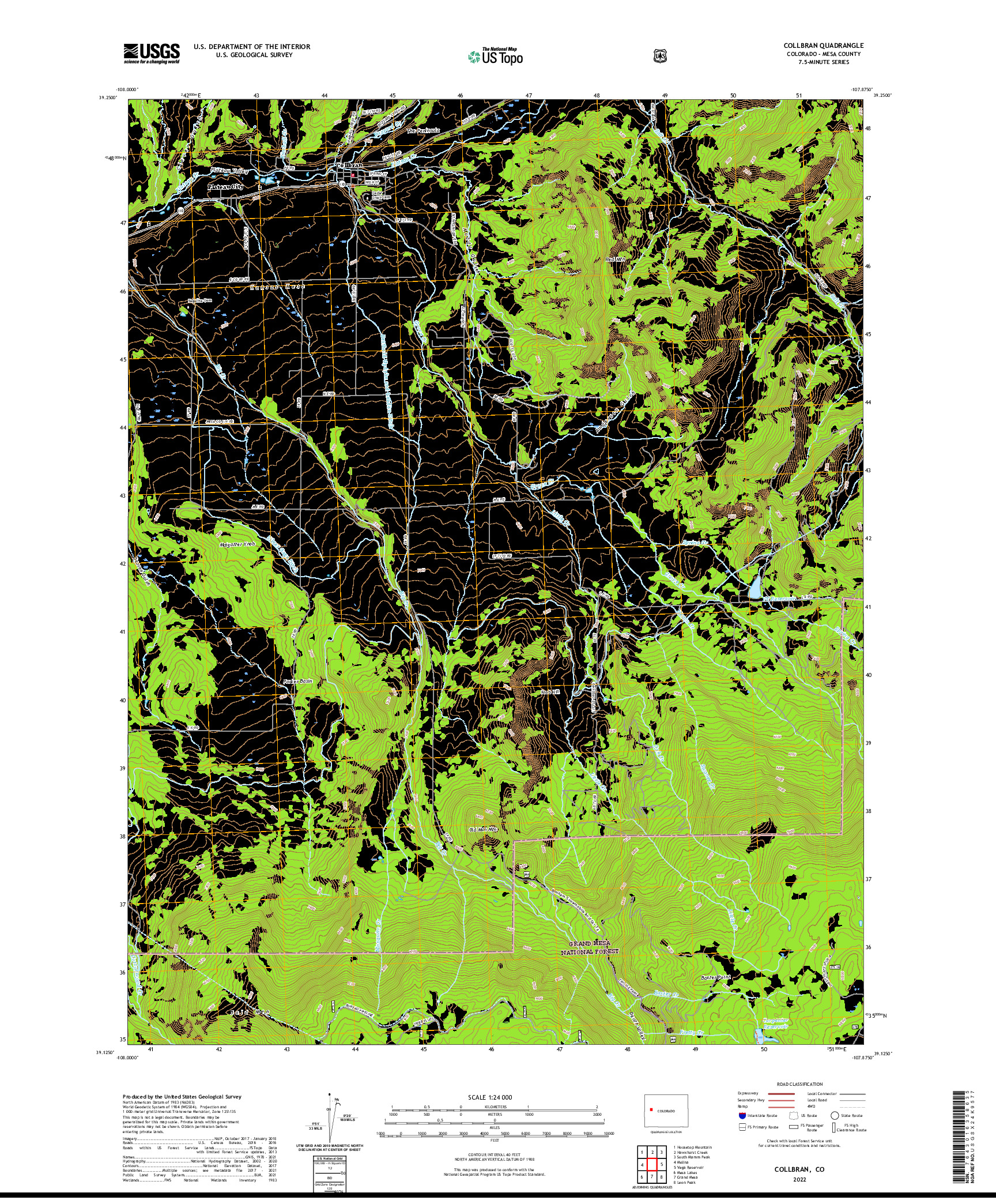 US TOPO 7.5-MINUTE MAP FOR COLLBRAN, CO