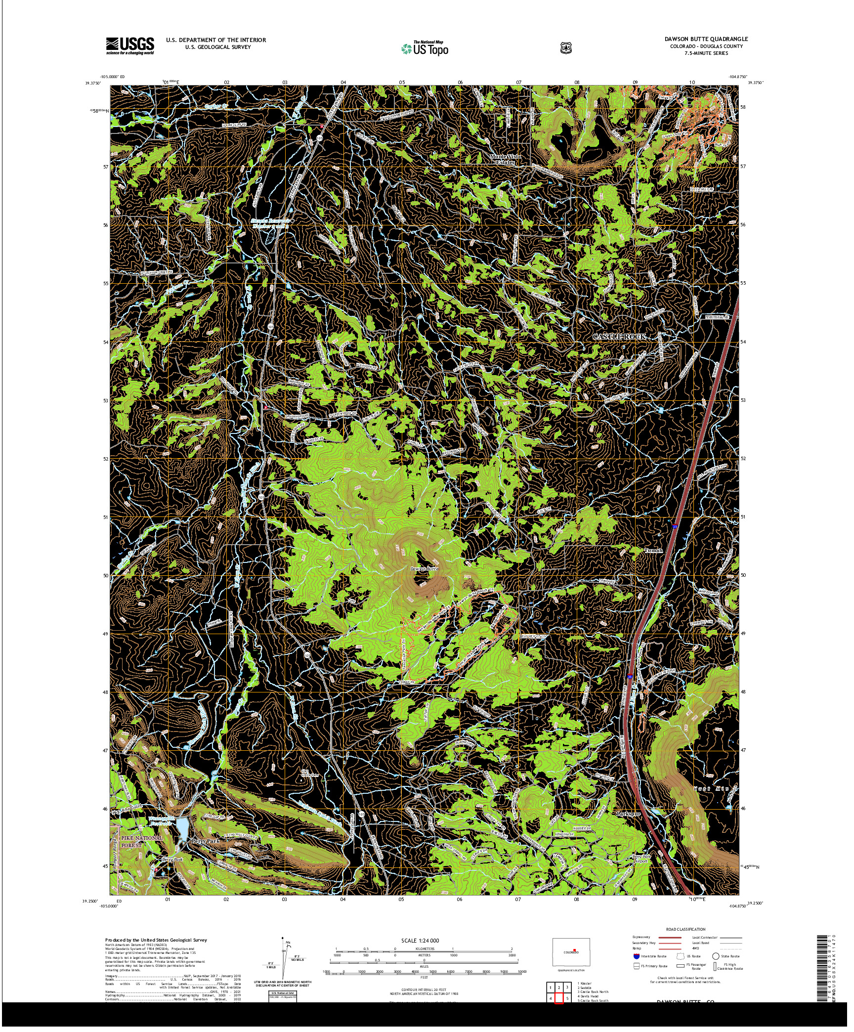 US TOPO 7.5-MINUTE MAP FOR DAWSON BUTTE, CO