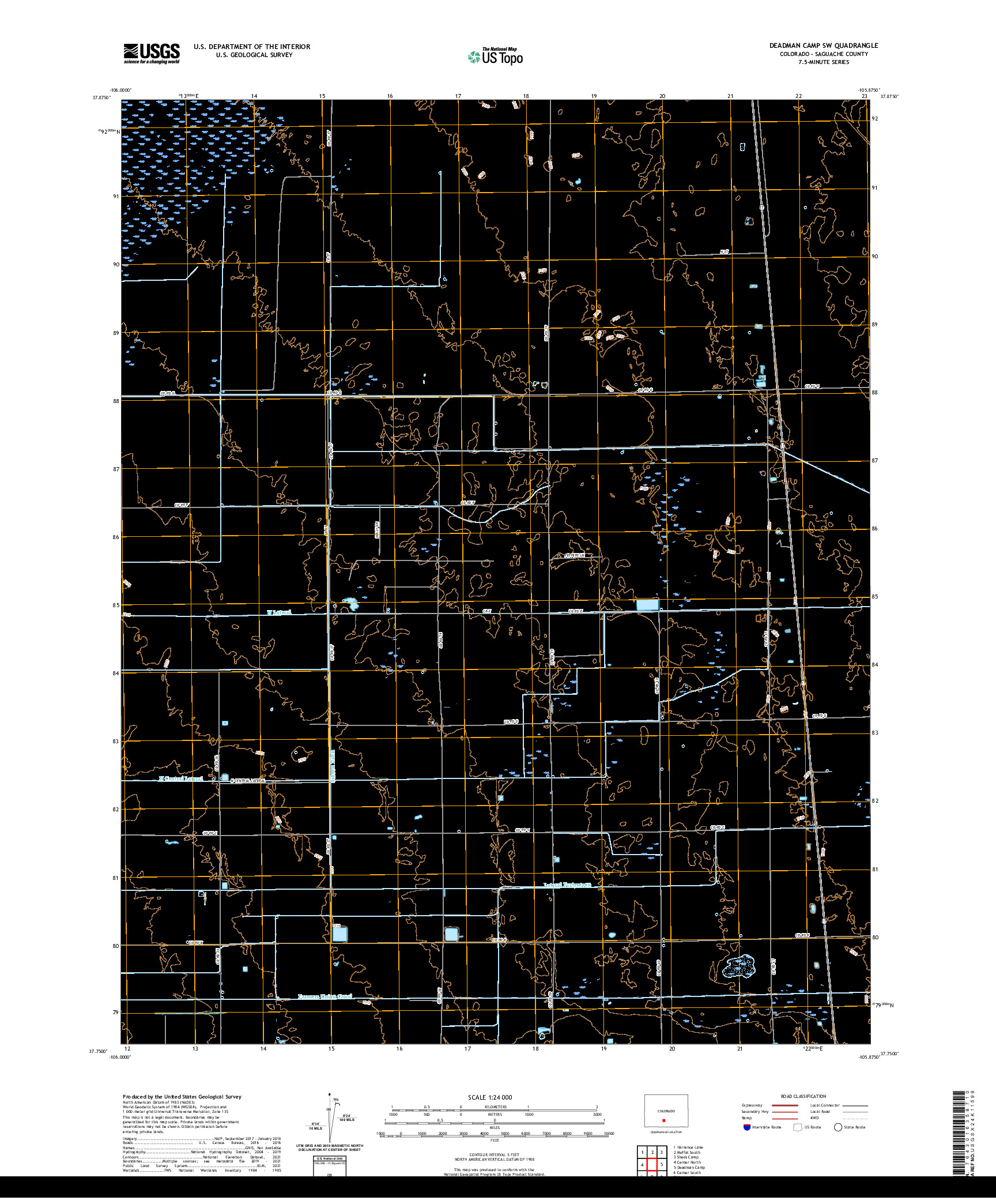 US TOPO 7.5-MINUTE MAP FOR DEADMAN CAMP SW, CO