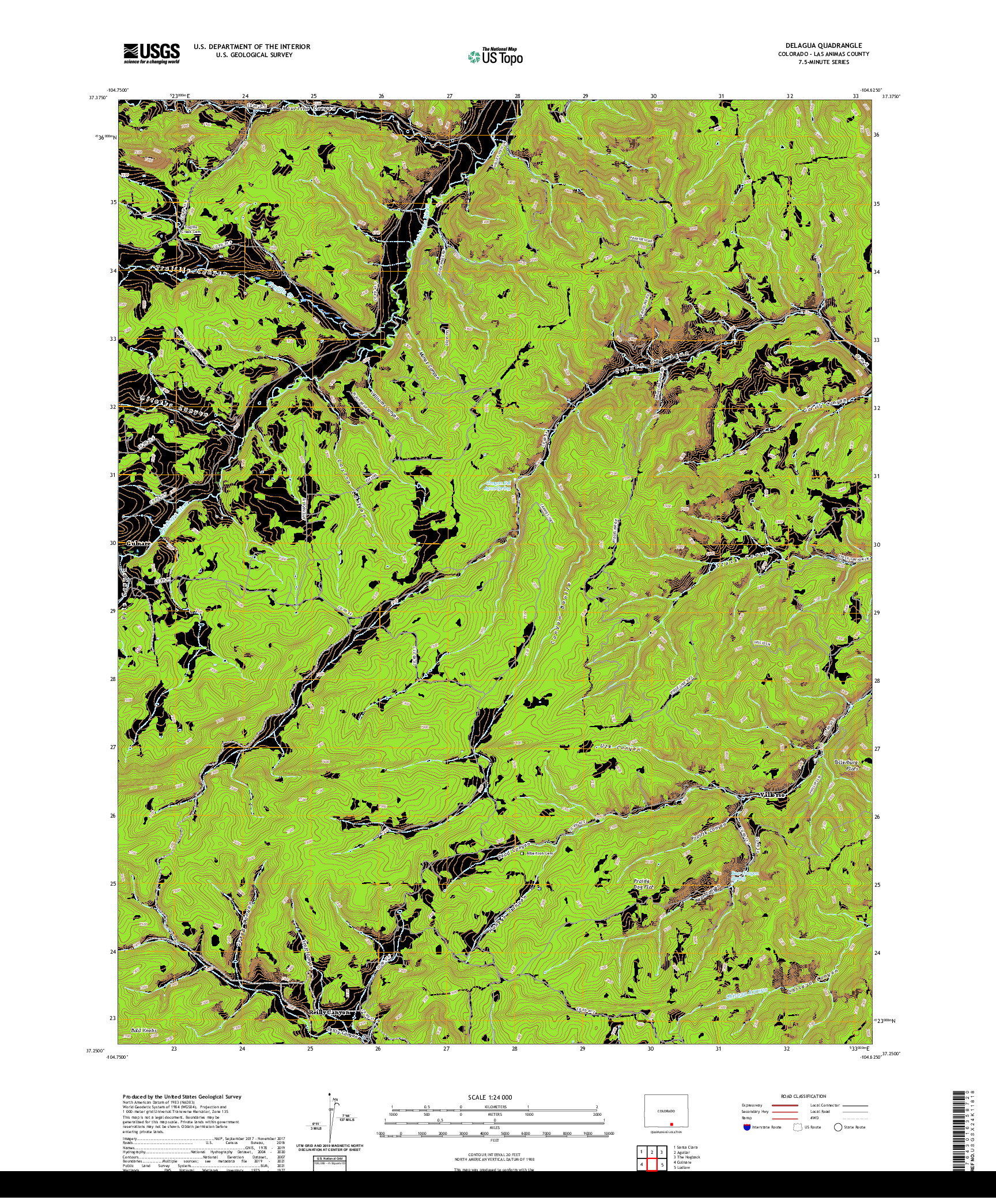 US TOPO 7.5-MINUTE MAP FOR DELAGUA, CO