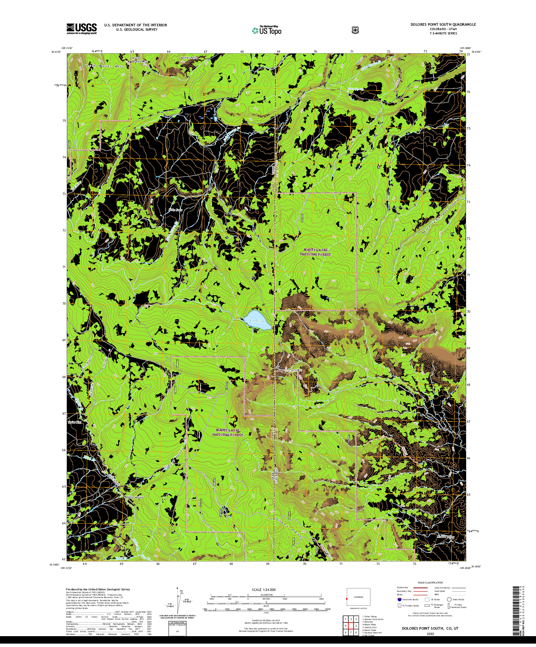 US TOPO 7.5-MINUTE MAP FOR DOLORES POINT SOUTH, CO,UT