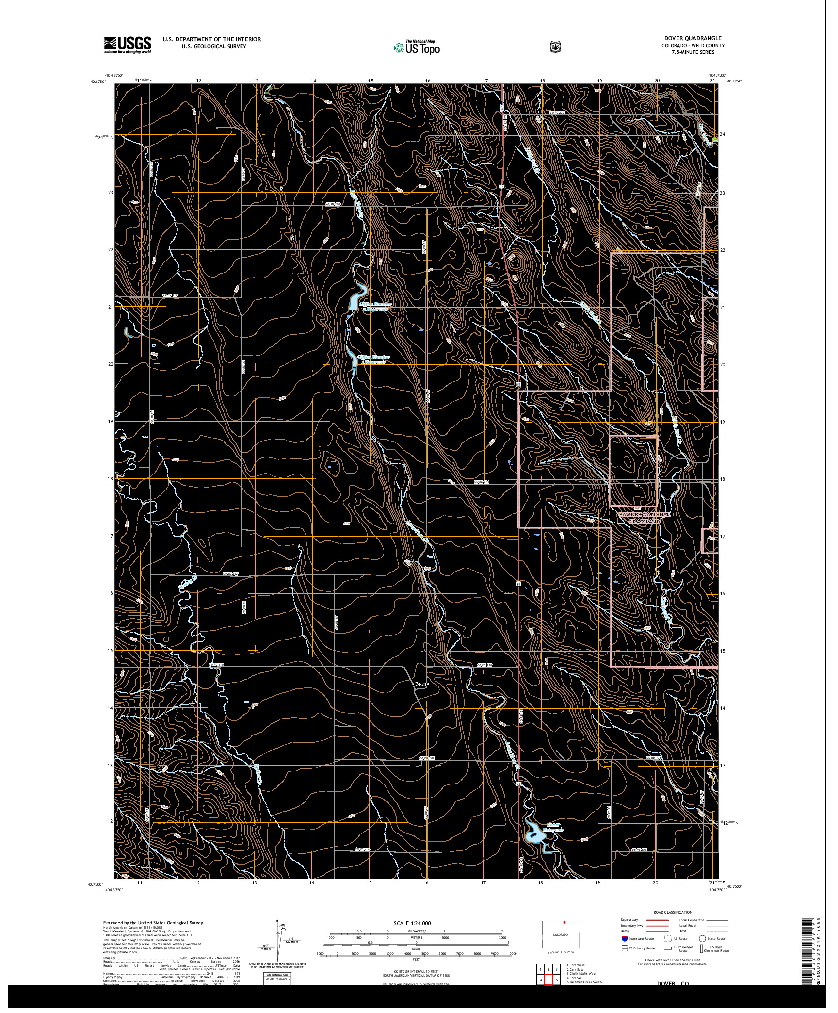 US TOPO 7.5-MINUTE MAP FOR DOVER, CO