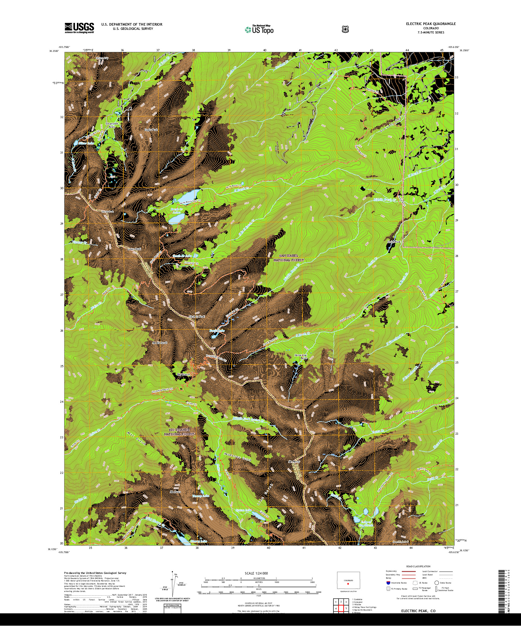 US TOPO 7.5-MINUTE MAP FOR ELECTRIC PEAK, CO