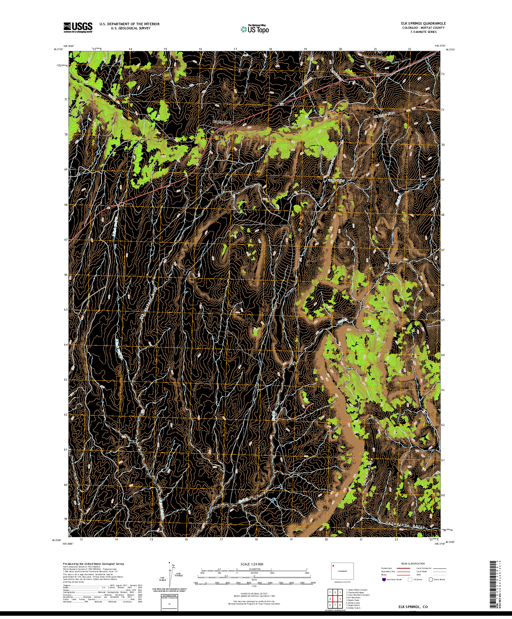 US TOPO 7.5-MINUTE MAP FOR ELK SPRINGS, CO