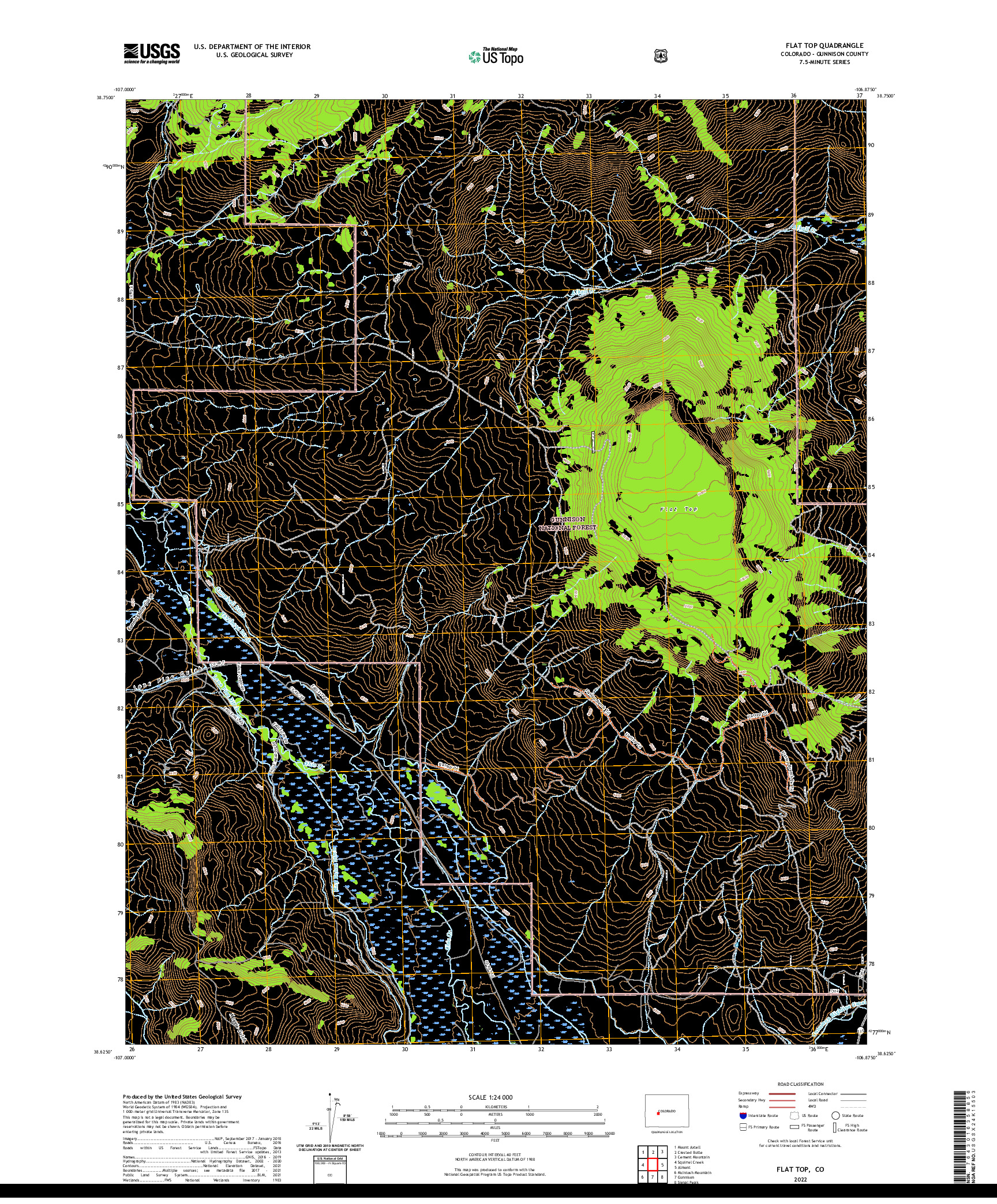 US TOPO 7.5-MINUTE MAP FOR FLAT TOP, CO