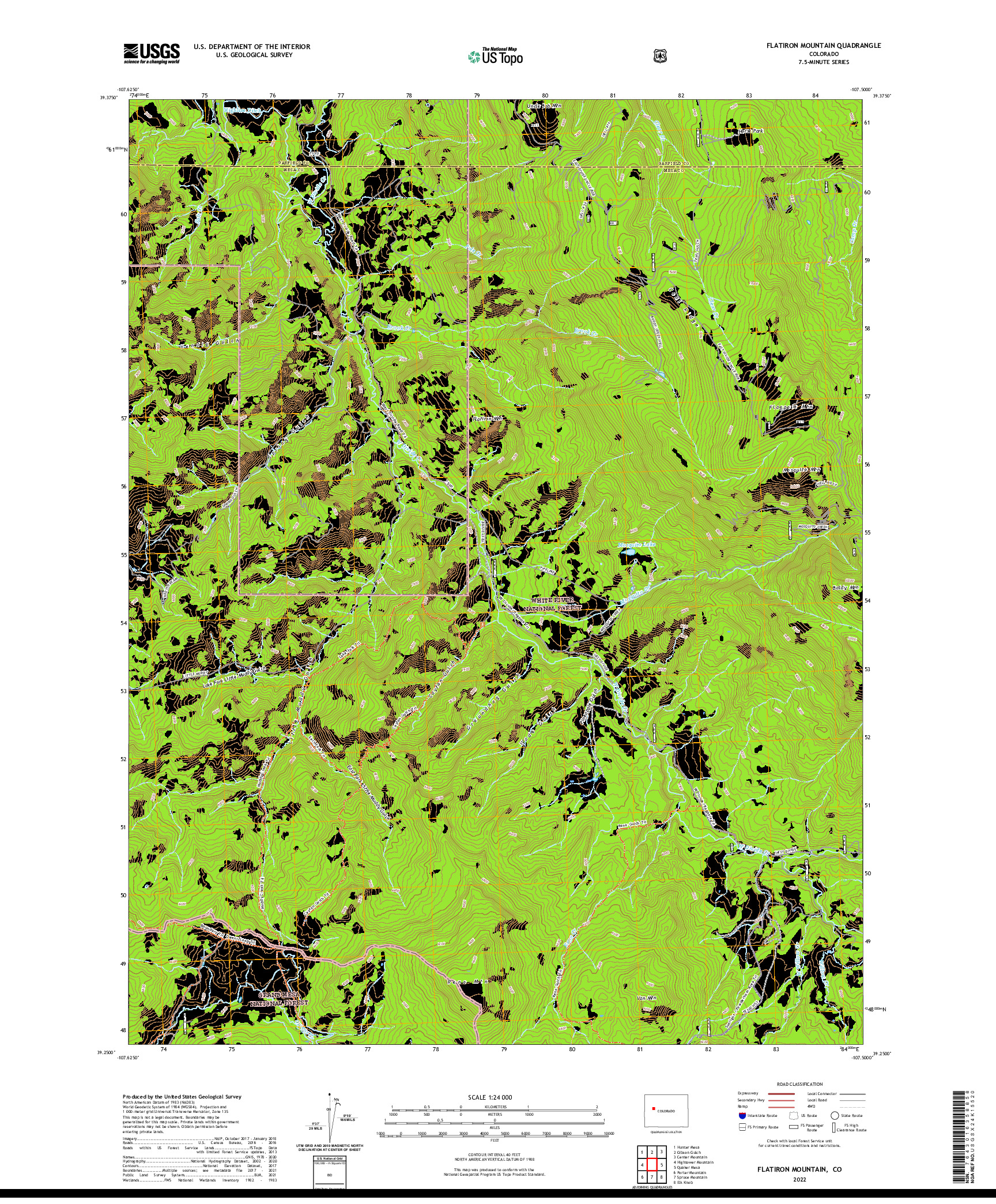 US TOPO 7.5-MINUTE MAP FOR FLATIRON MOUNTAIN, CO