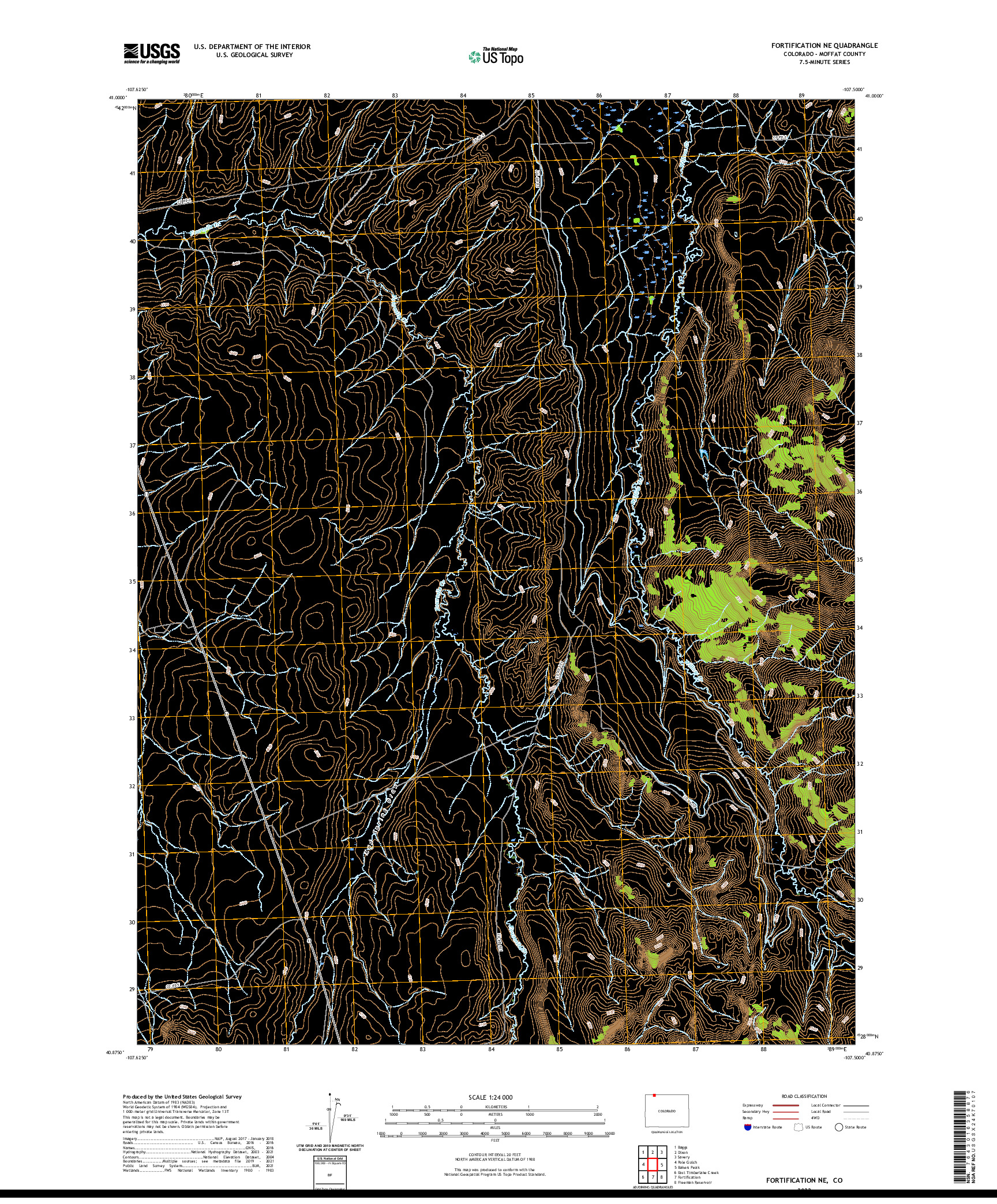 US TOPO 7.5-MINUTE MAP FOR FORTIFICATION NE, CO