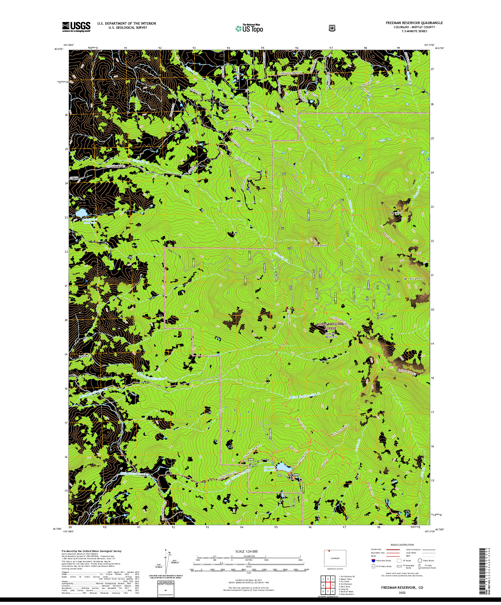 US TOPO 7.5-MINUTE MAP FOR FREEMAN RESERVOIR, CO