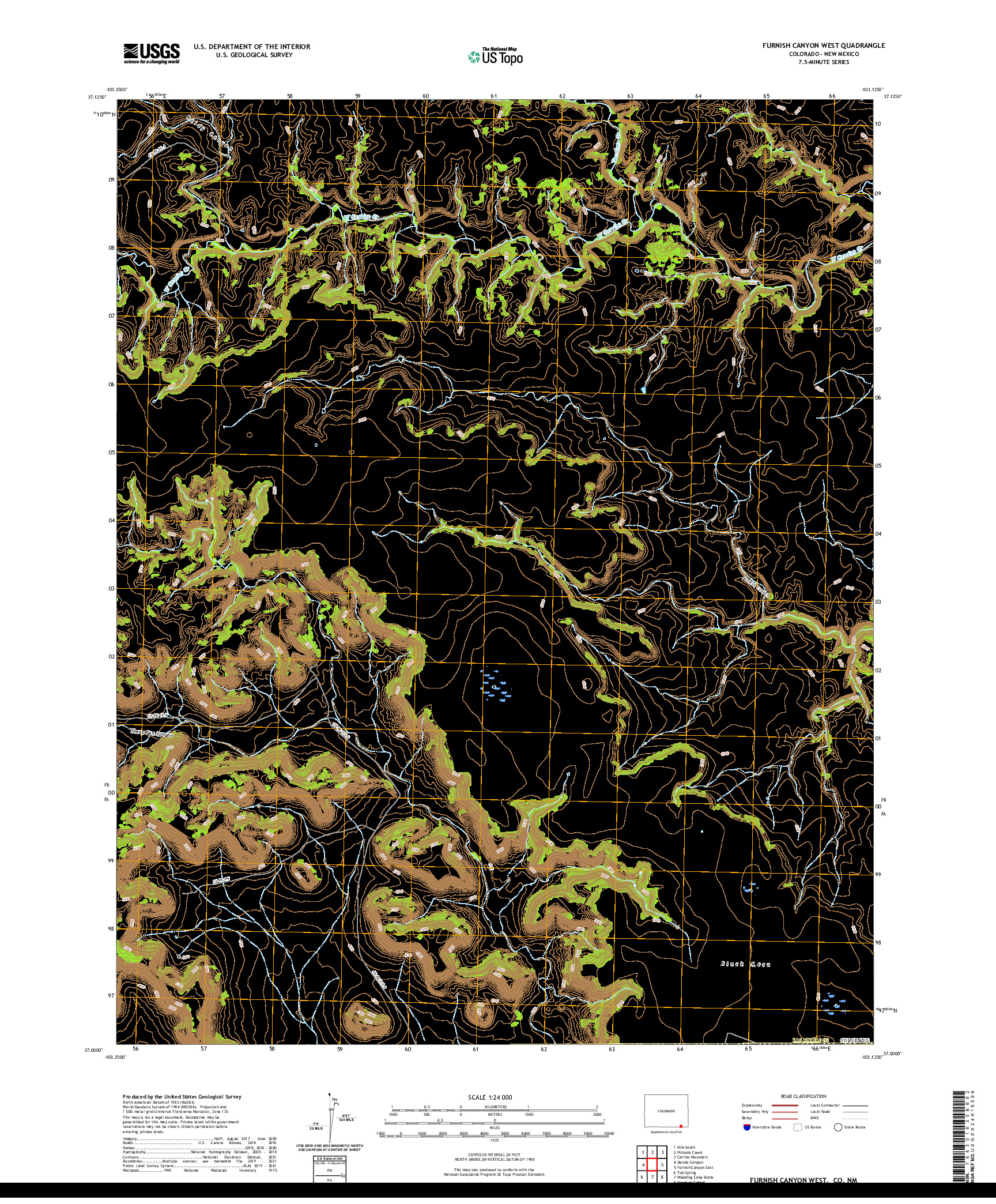 US TOPO 7.5-MINUTE MAP FOR FURNISH CANYON WEST, CO,NM