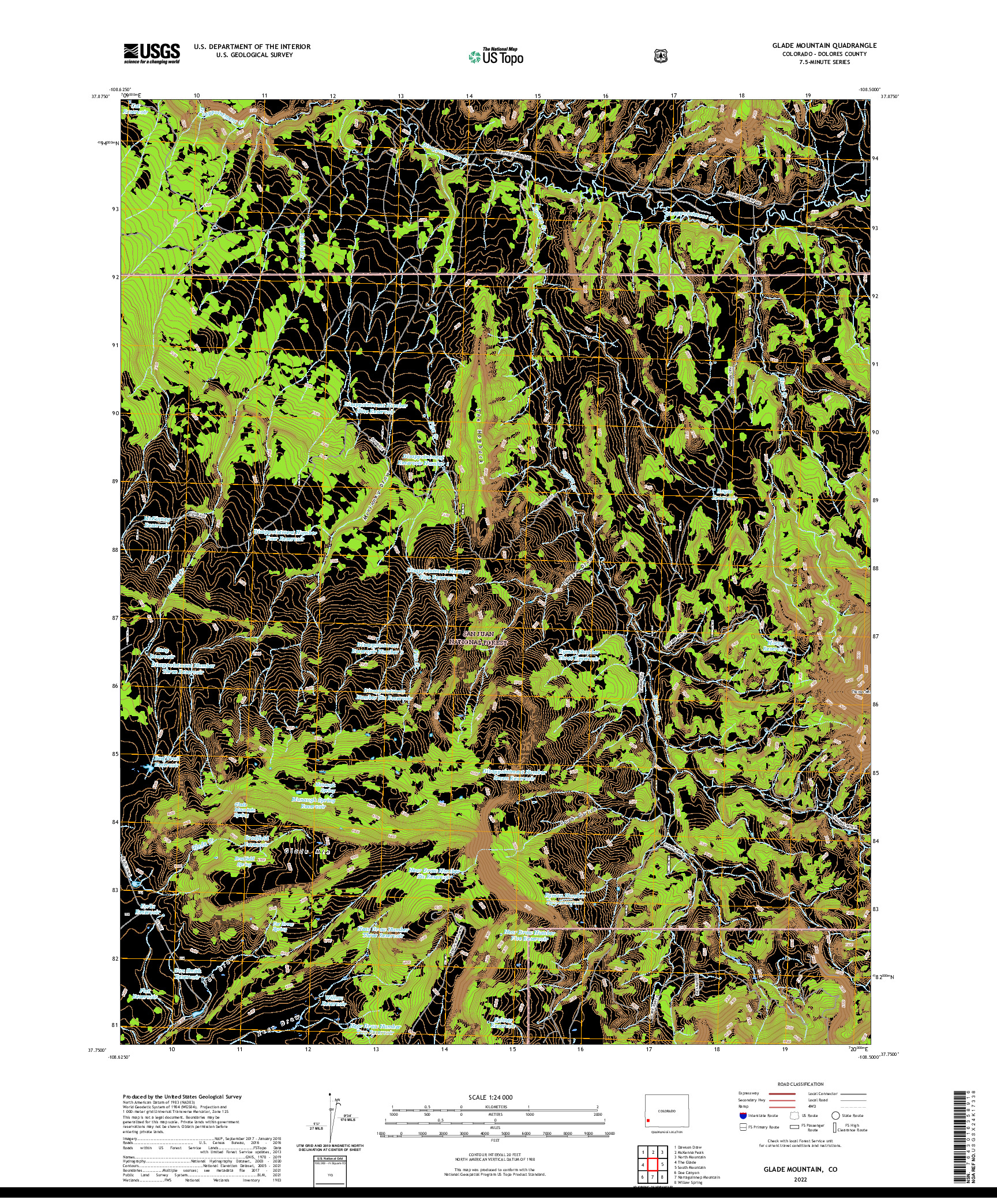 US TOPO 7.5-MINUTE MAP FOR GLADE MOUNTAIN, CO