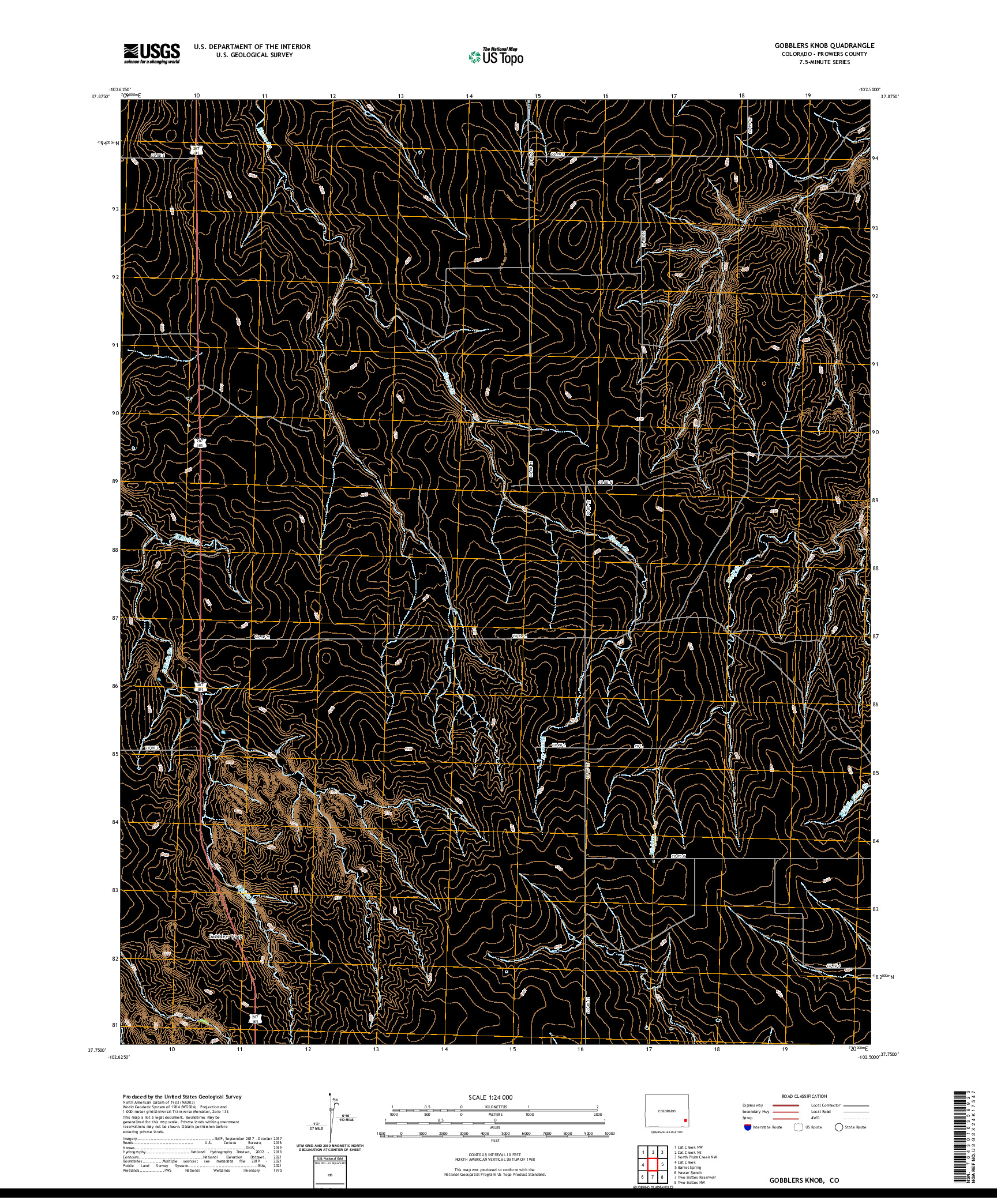 US TOPO 7.5-MINUTE MAP FOR GOBBLERS KNOB, CO