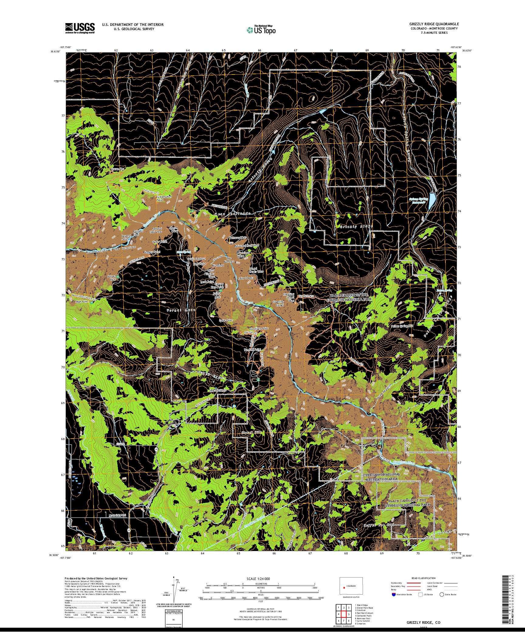 US TOPO 7.5-MINUTE MAP FOR GRIZZLY RIDGE, CO