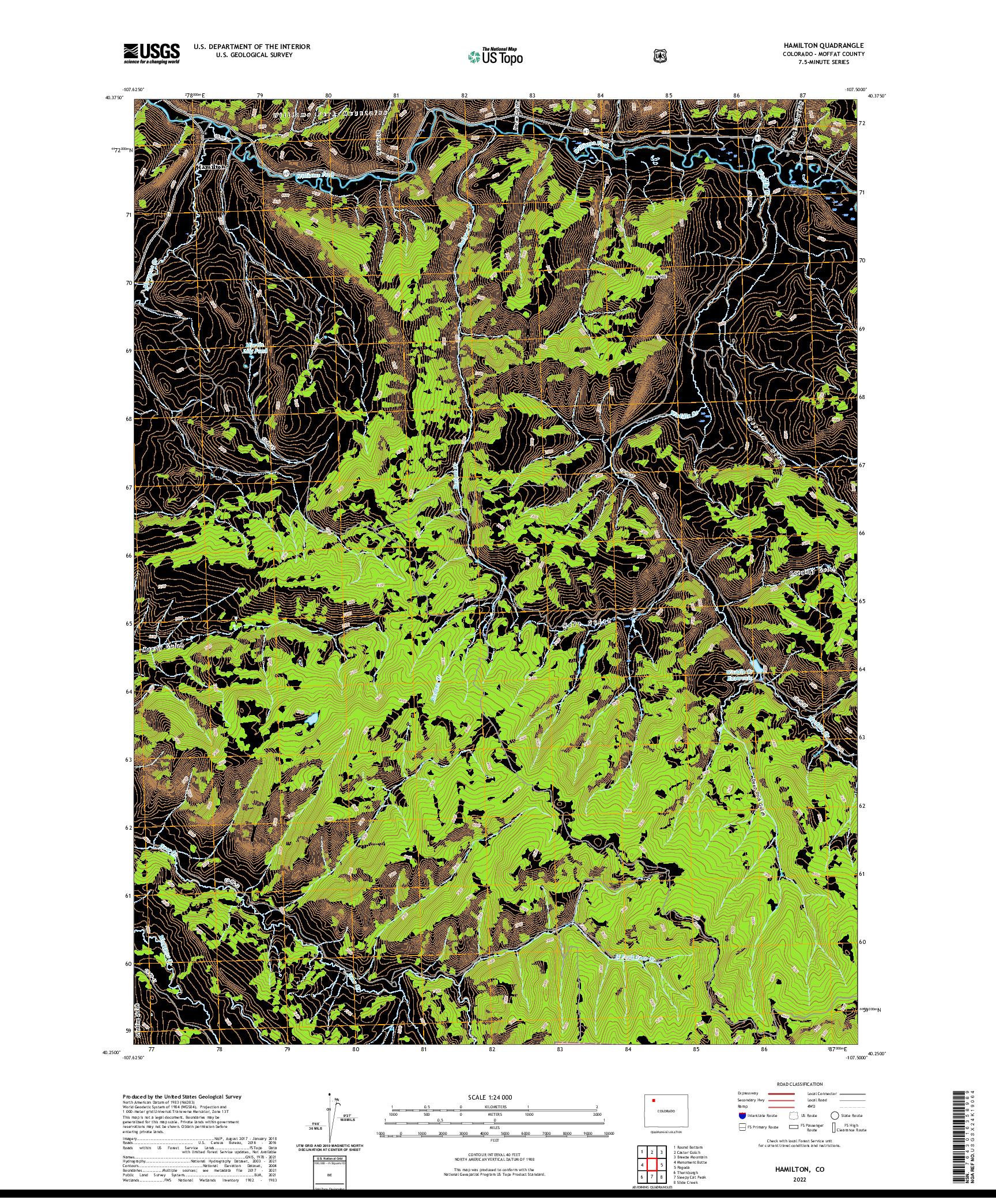 US TOPO 7.5-MINUTE MAP FOR HAMILTON, CO