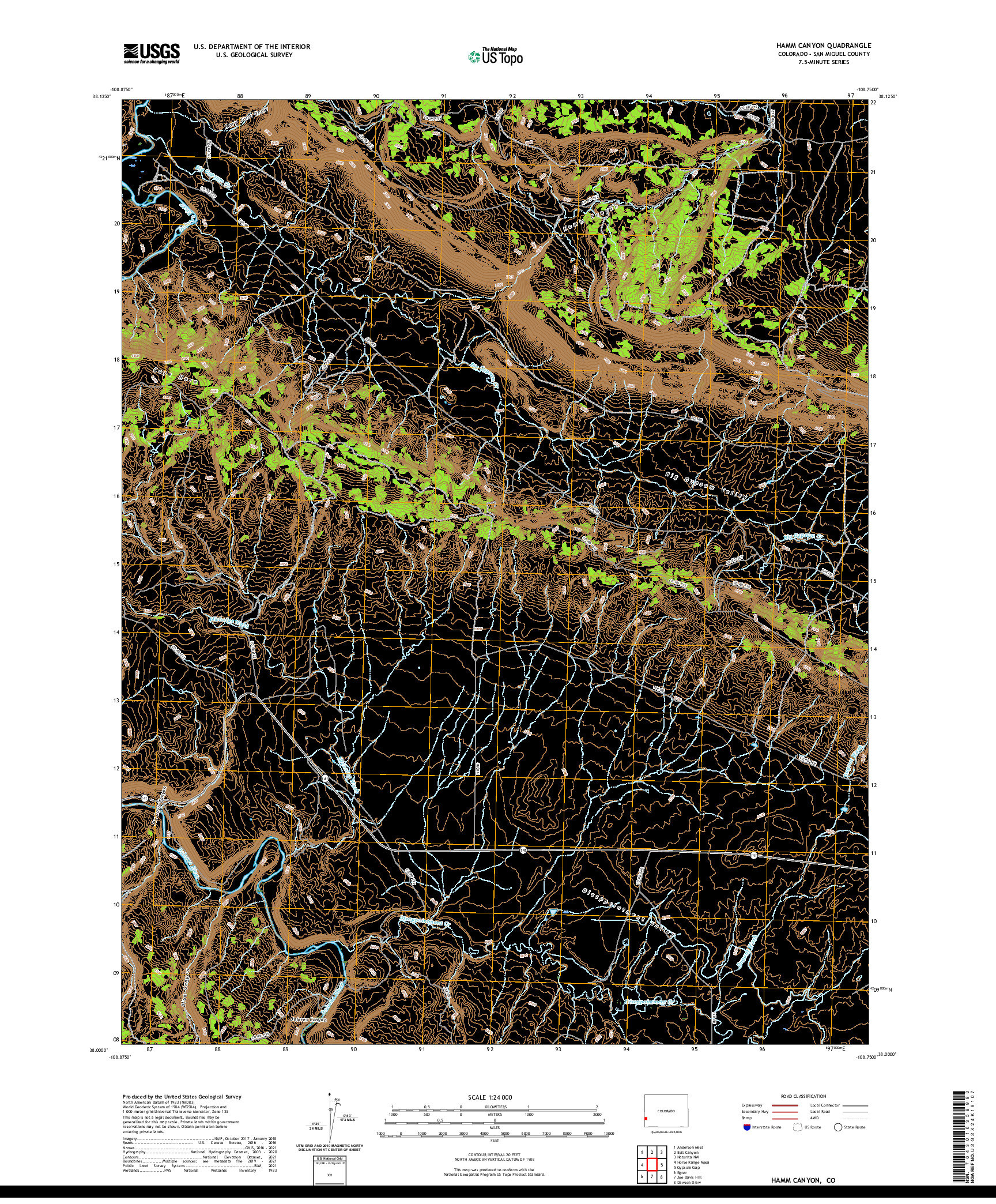 US TOPO 7.5-MINUTE MAP FOR HAMM CANYON, CO