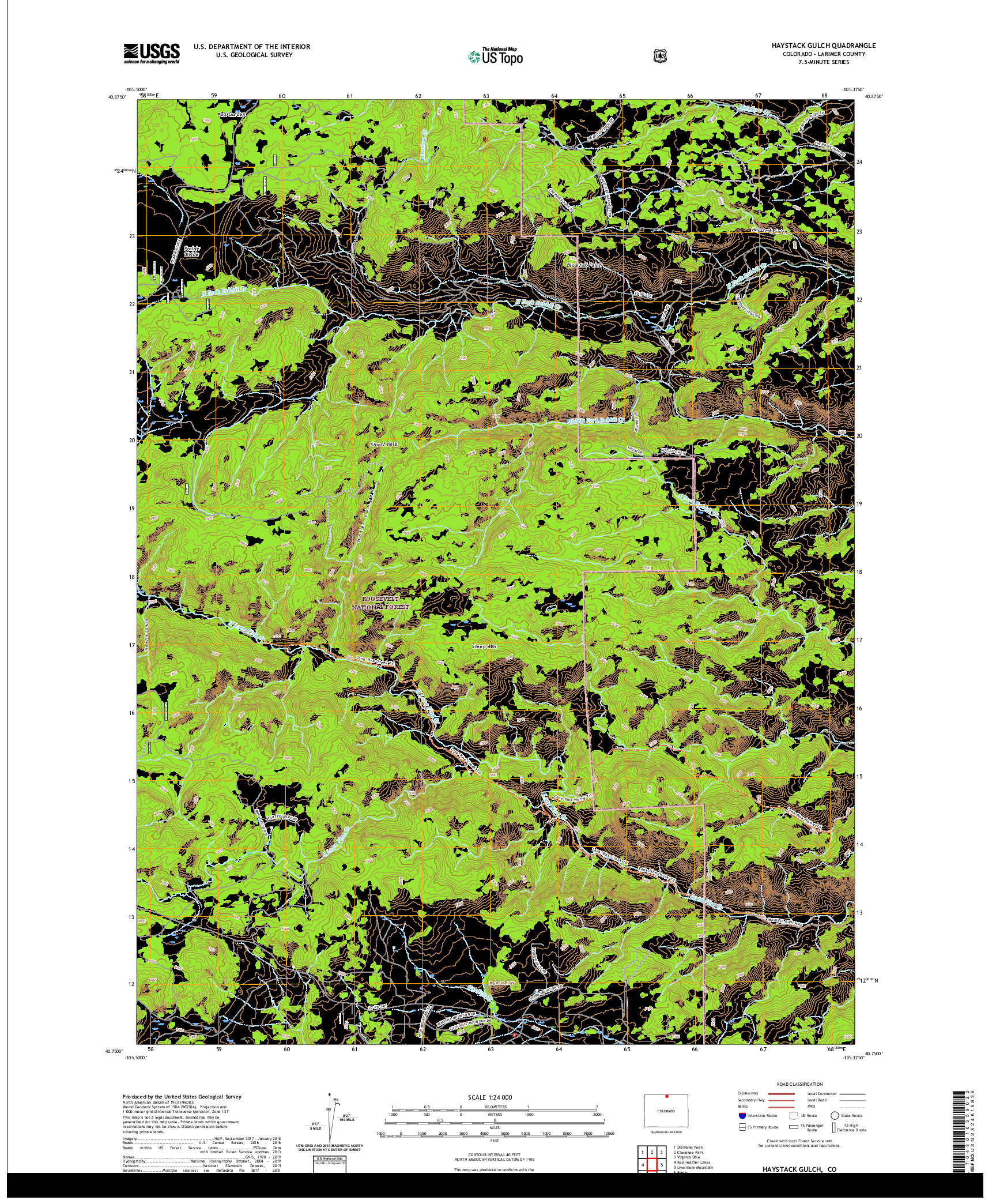 US TOPO 7.5-MINUTE MAP FOR HAYSTACK GULCH, CO