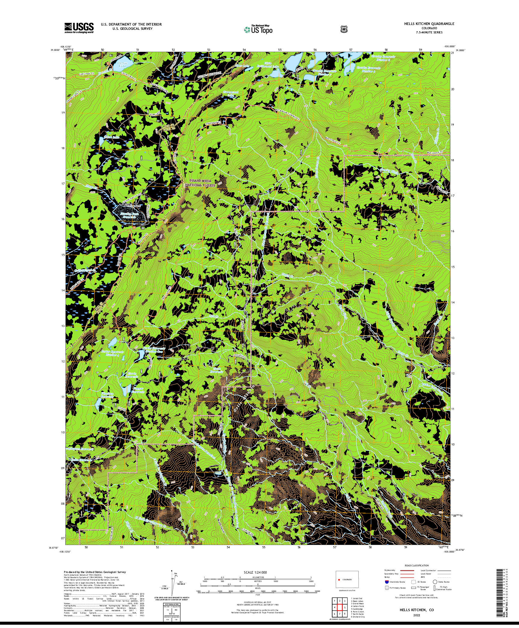 US TOPO 7.5-MINUTE MAP FOR HELLS KITCHEN, CO