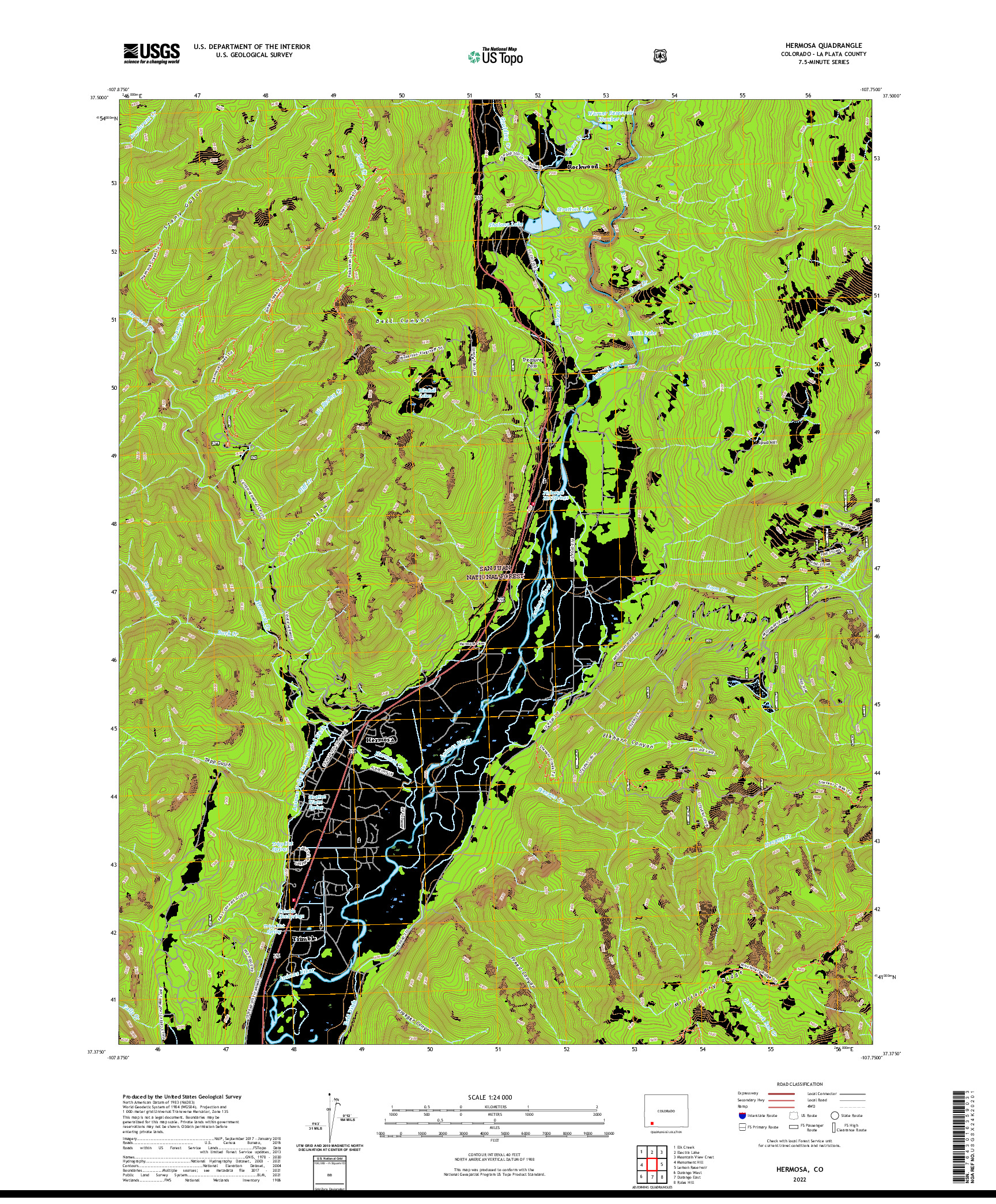 US TOPO 7.5-MINUTE MAP FOR HERMOSA, CO