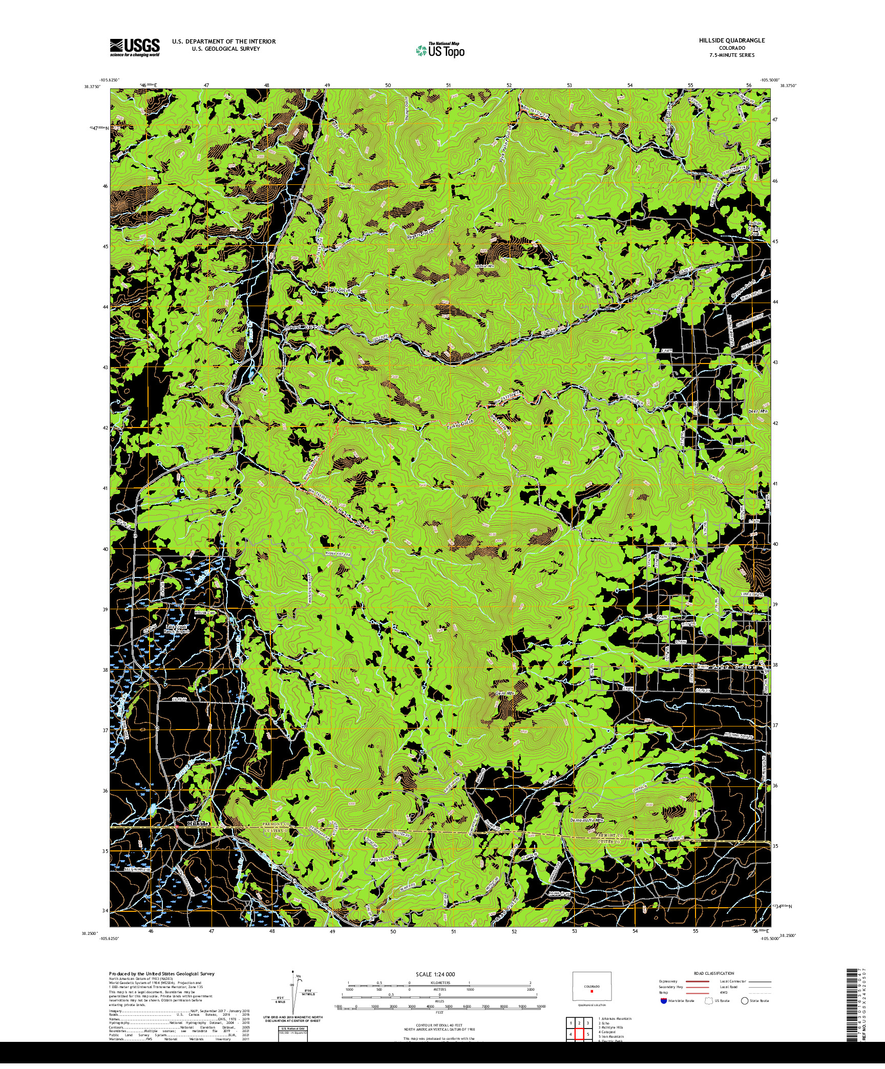 US TOPO 7.5-MINUTE MAP FOR HILLSIDE, CO