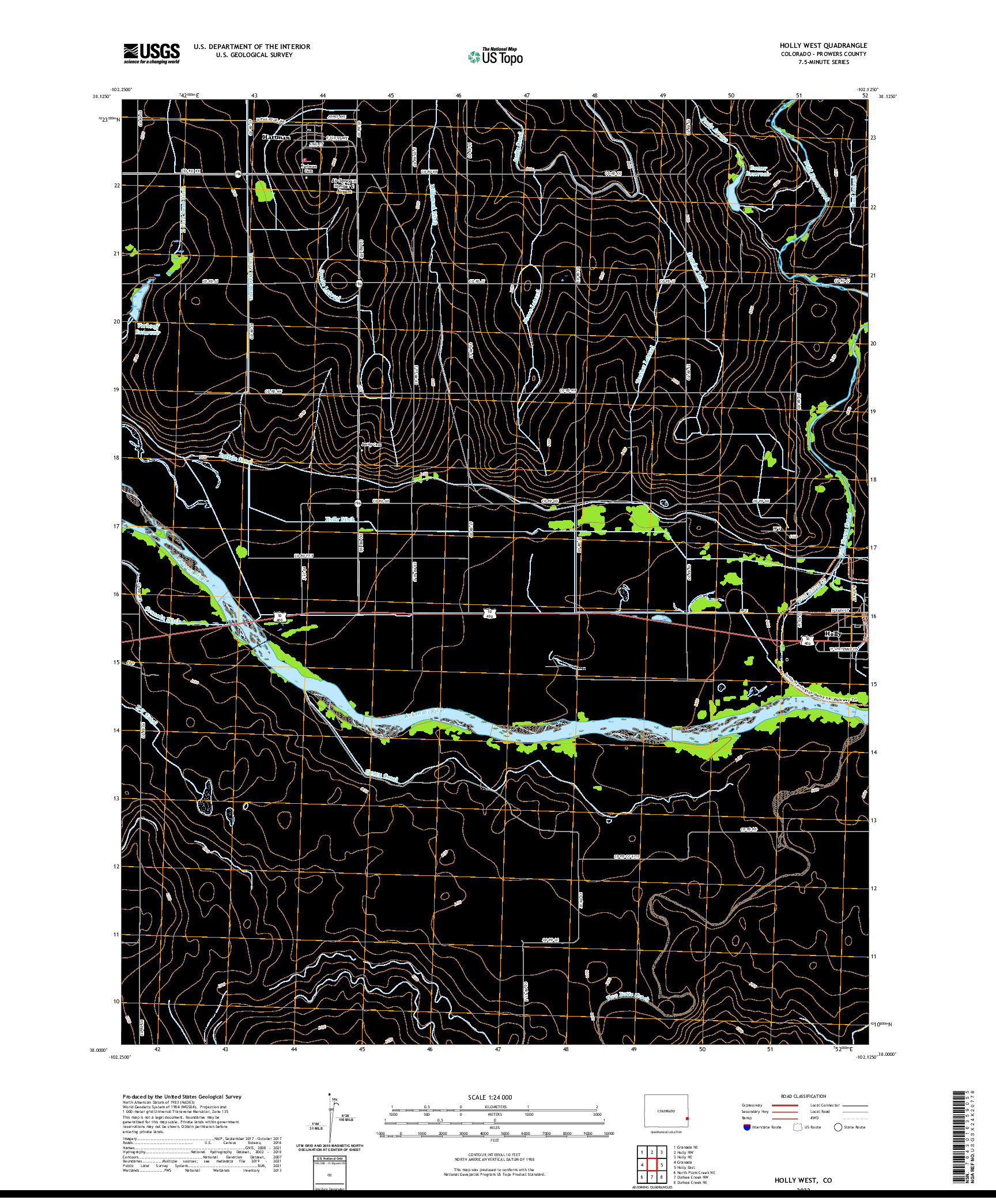 US TOPO 7.5-MINUTE MAP FOR HOLLY WEST, CO