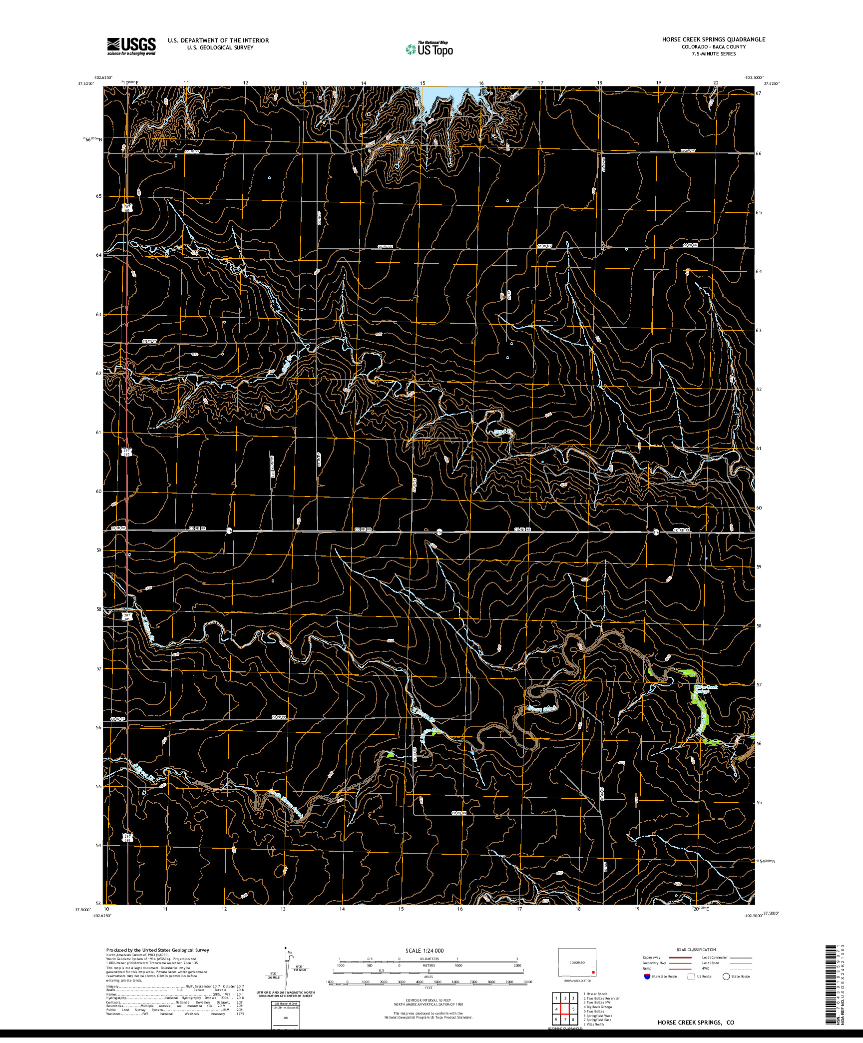 US TOPO 7.5-MINUTE MAP FOR HORSE CREEK SPRINGS, CO