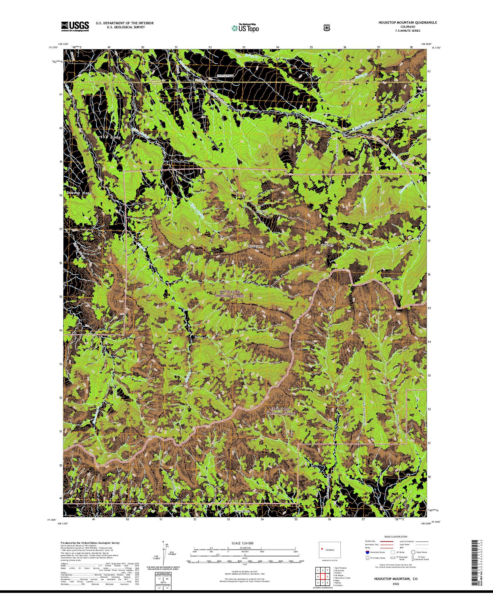 US TOPO 7.5-MINUTE MAP FOR HOUSETOP MOUNTAIN, CO