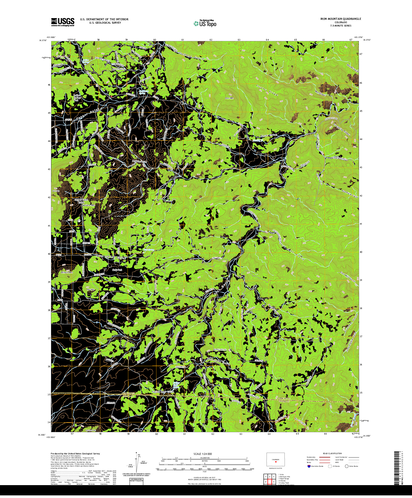 US TOPO 7.5-MINUTE MAP FOR IRON MOUNTAIN, CO