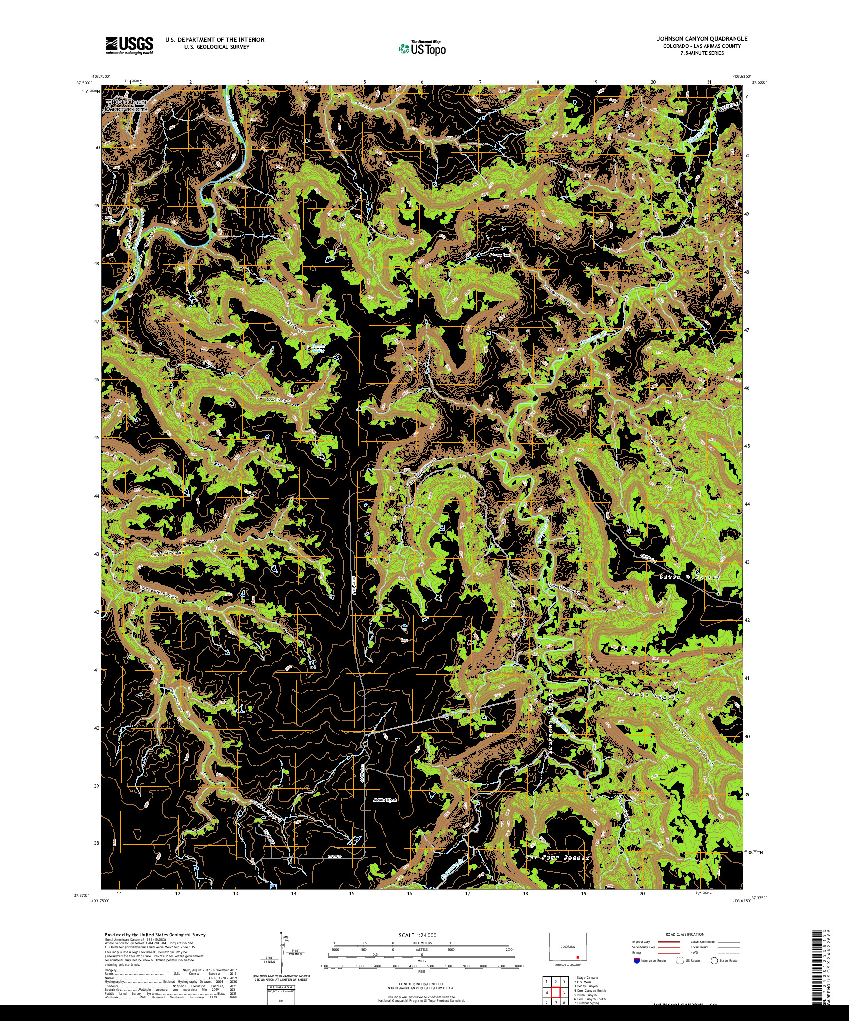 US TOPO 7.5-MINUTE MAP FOR JOHNSON CANYON, CO