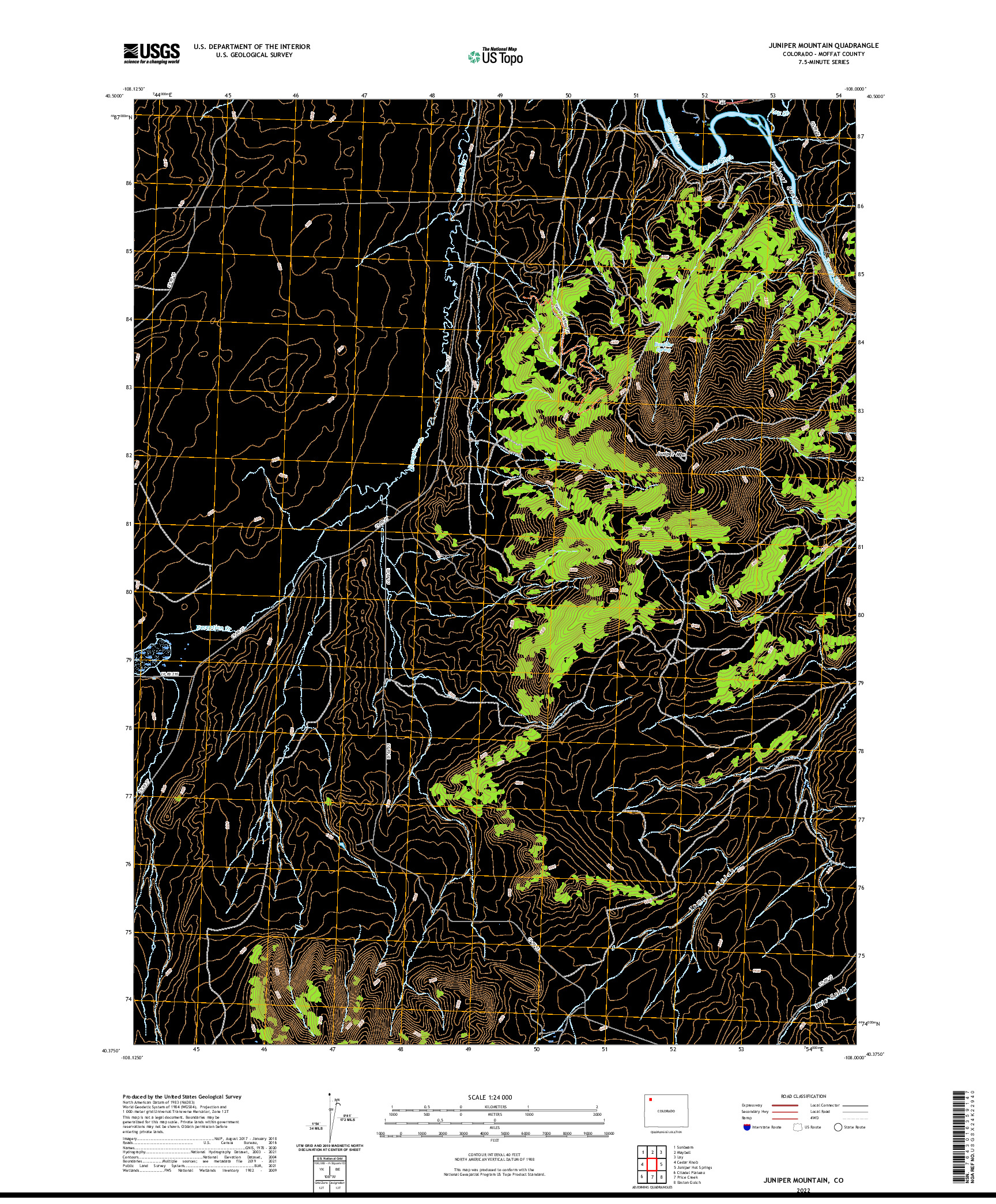 US TOPO 7.5-MINUTE MAP FOR JUNIPER MOUNTAIN, CO