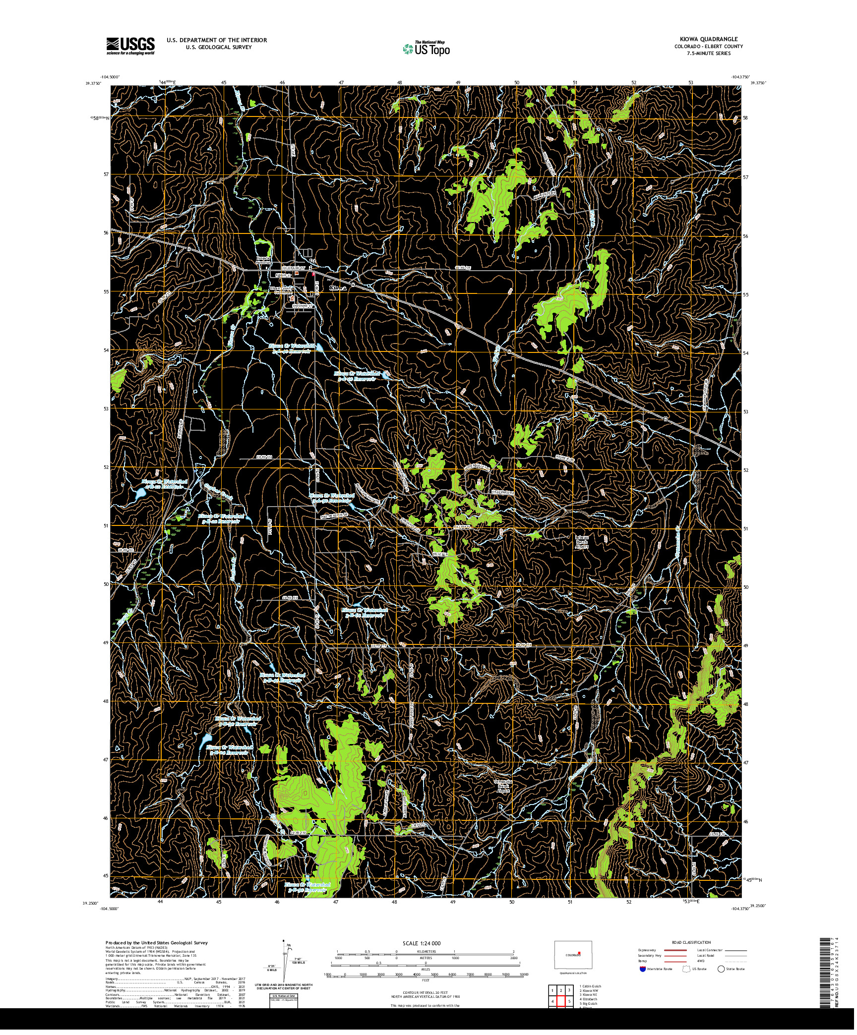 US TOPO 7.5-MINUTE MAP FOR KIOWA, CO