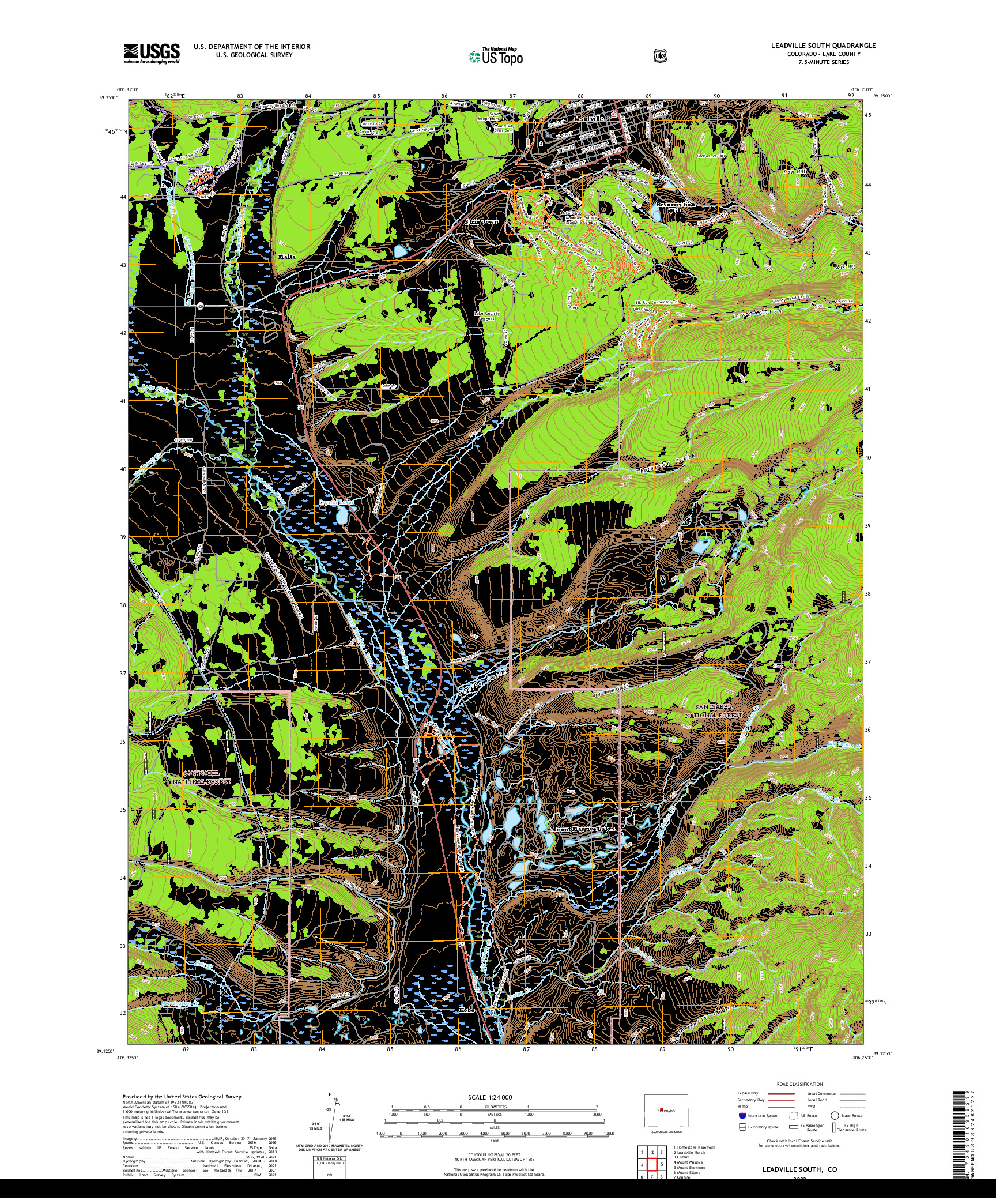 US TOPO 7.5-MINUTE MAP FOR LEADVILLE SOUTH, CO