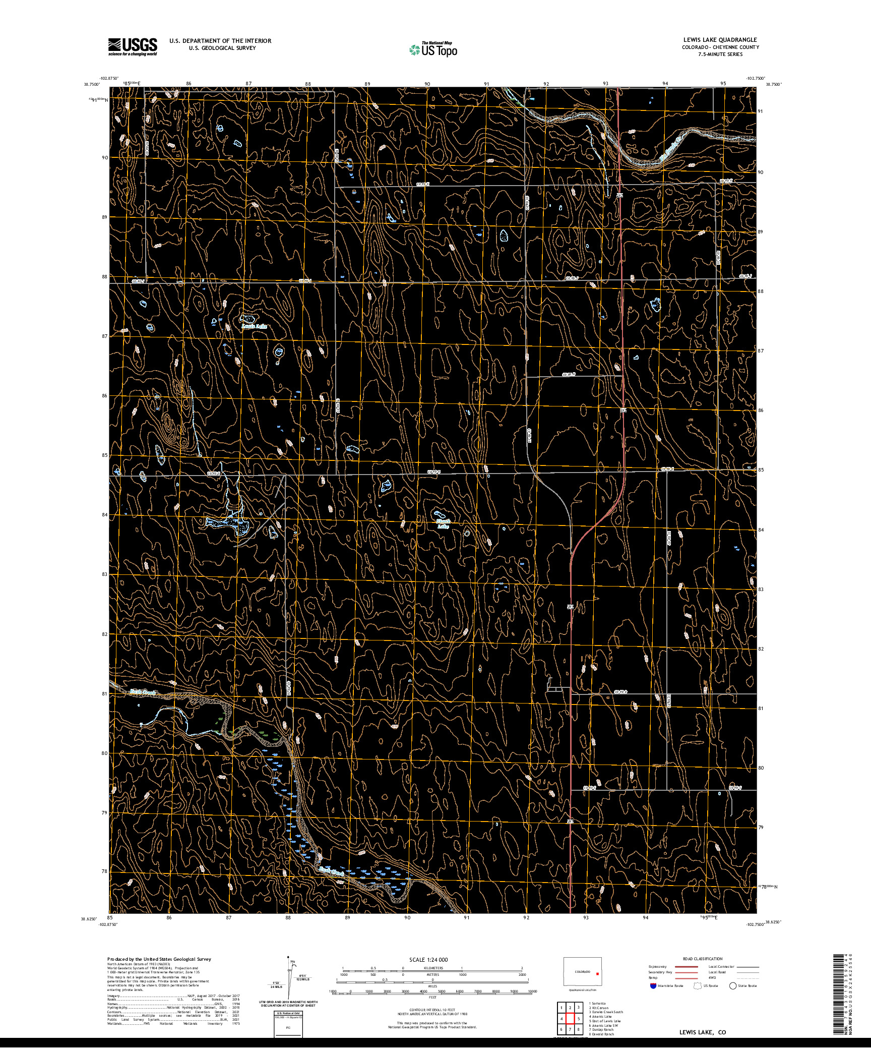 US TOPO 7.5-MINUTE MAP FOR LEWIS LAKE, CO