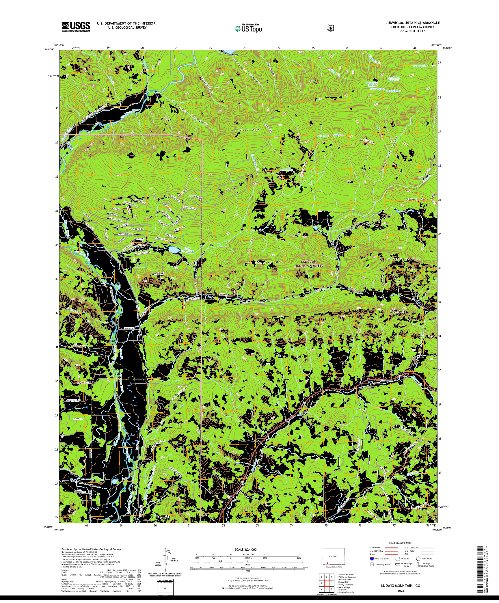 US TOPO 7.5-MINUTE MAP FOR LUDWIG MOUNTAIN, CO