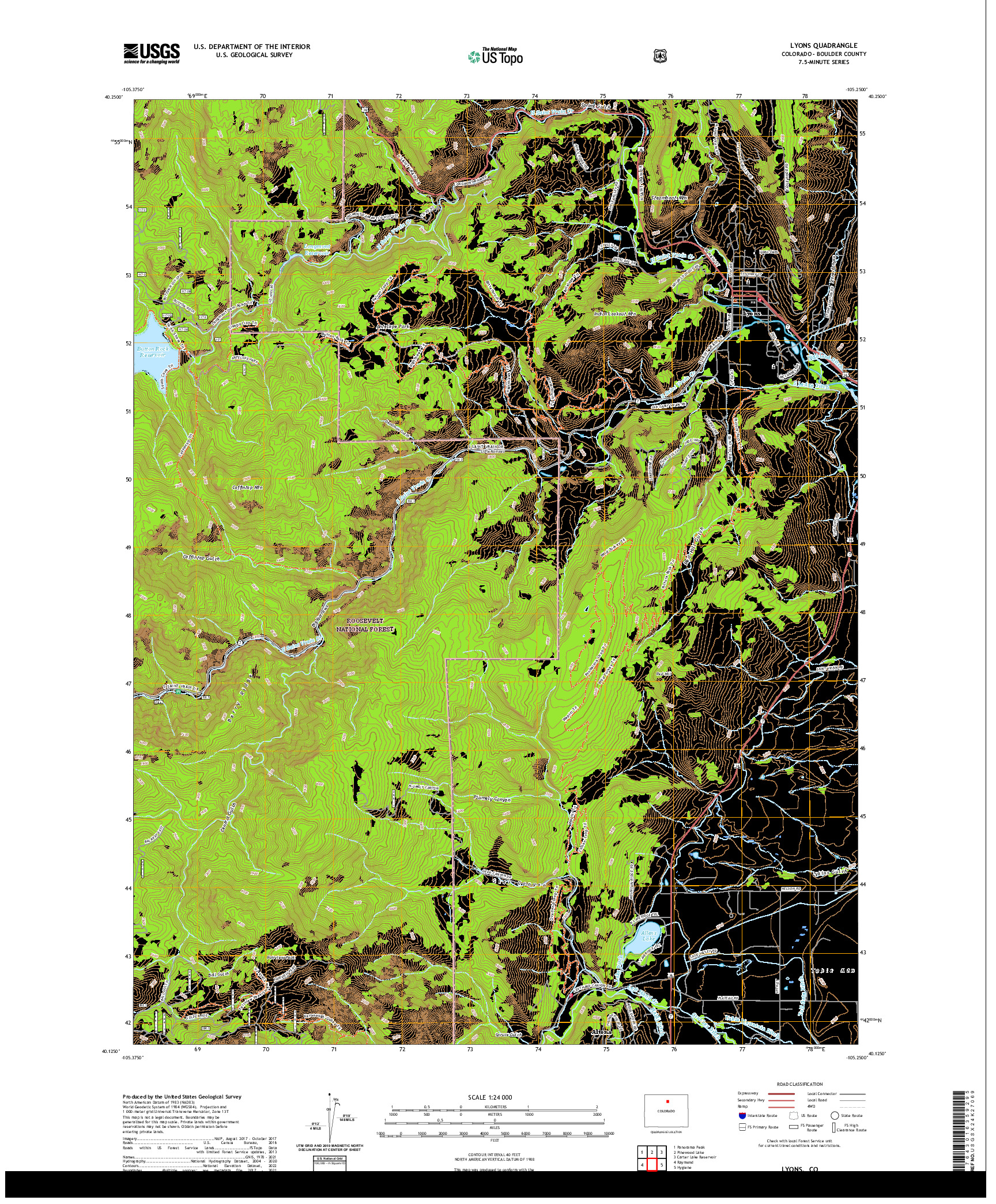 US TOPO 7.5-MINUTE MAP FOR LYONS, CO