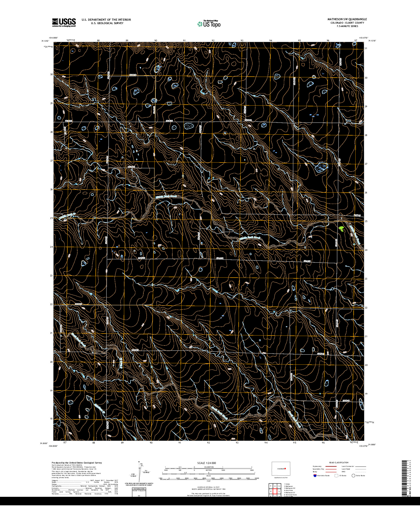 US TOPO 7.5-MINUTE MAP FOR MATHESON SW, CO