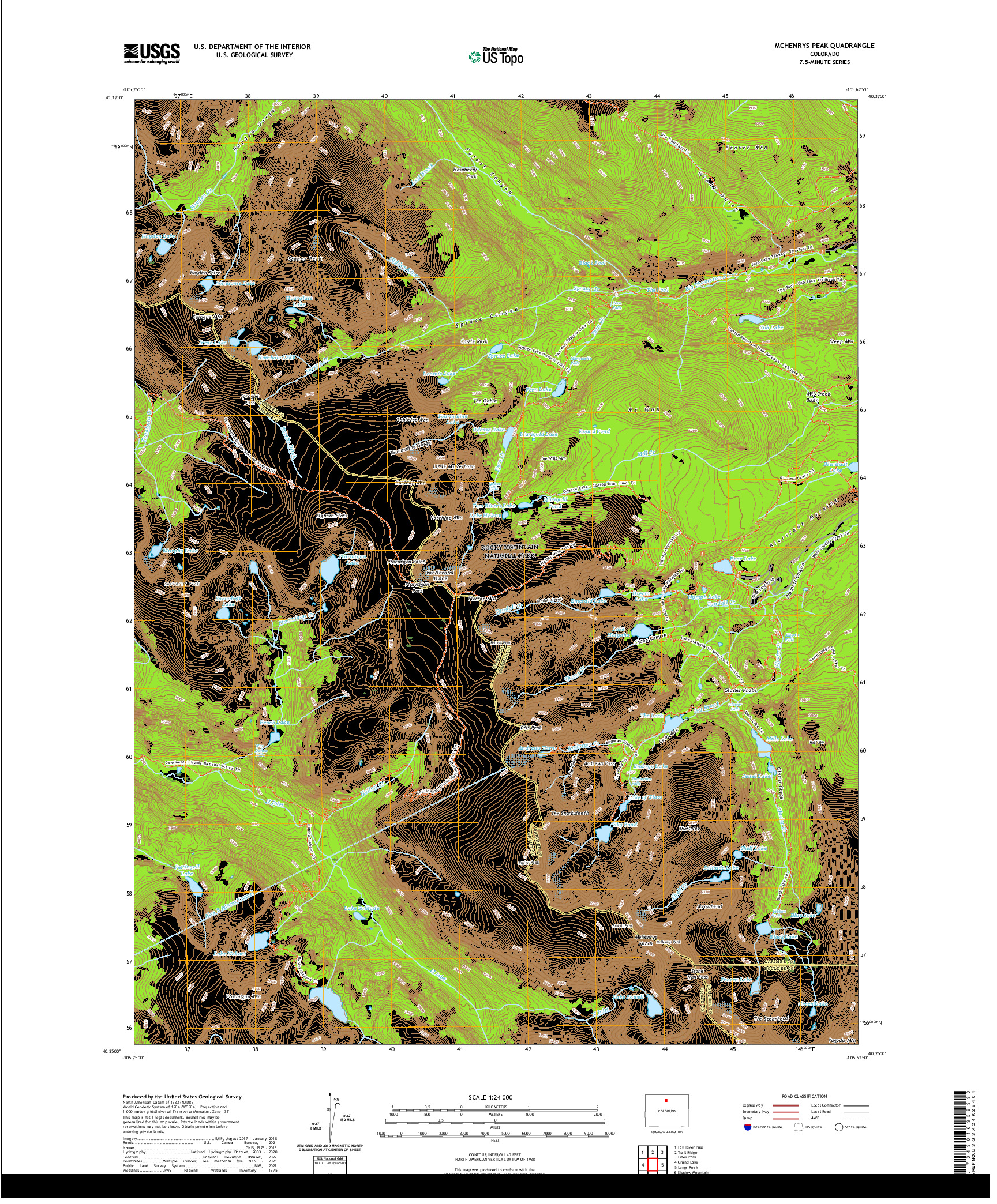 US TOPO 7.5-MINUTE MAP FOR MCHENRYS PEAK, CO