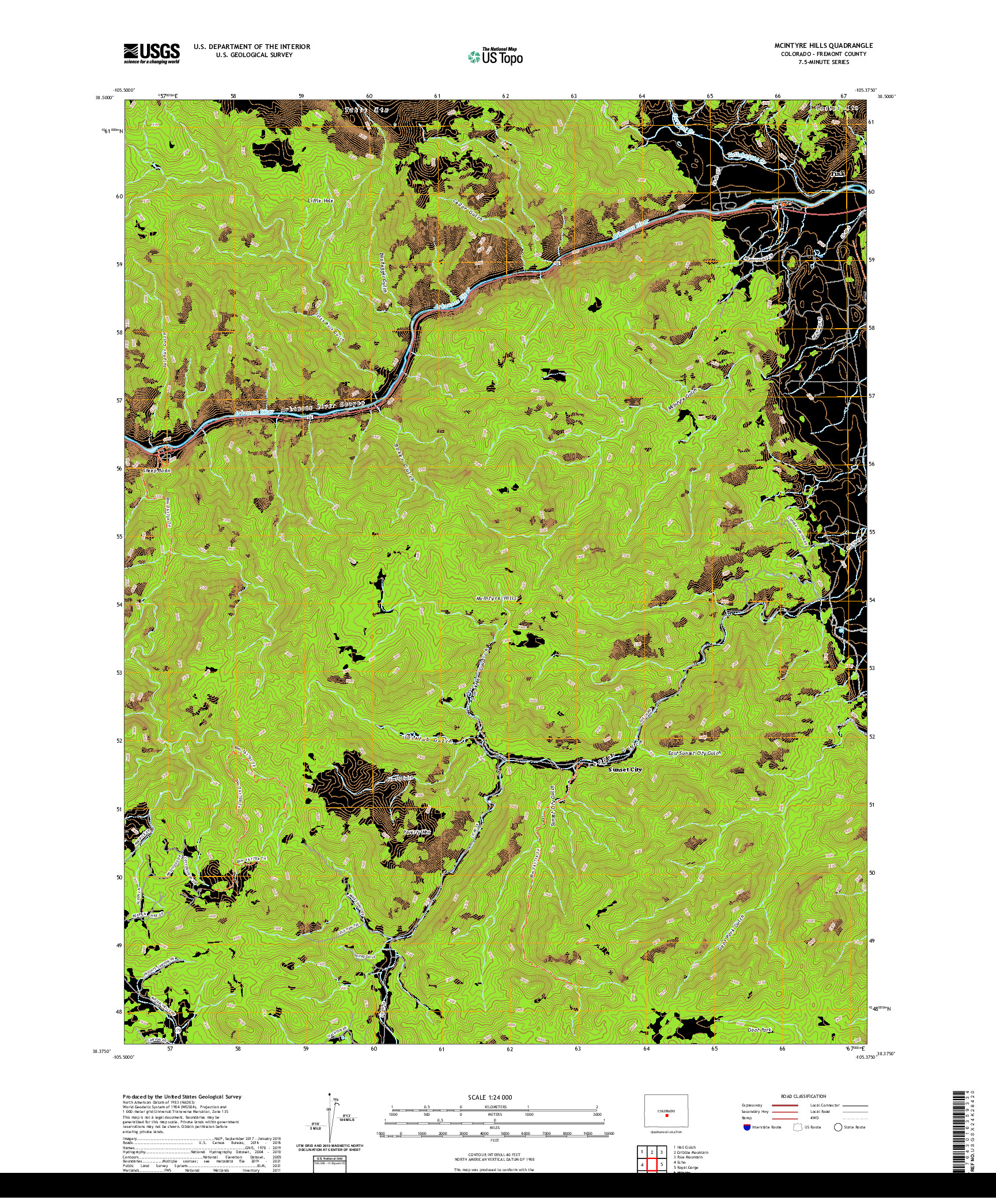 US TOPO 7.5-MINUTE MAP FOR MCINTYRE HILLS, CO