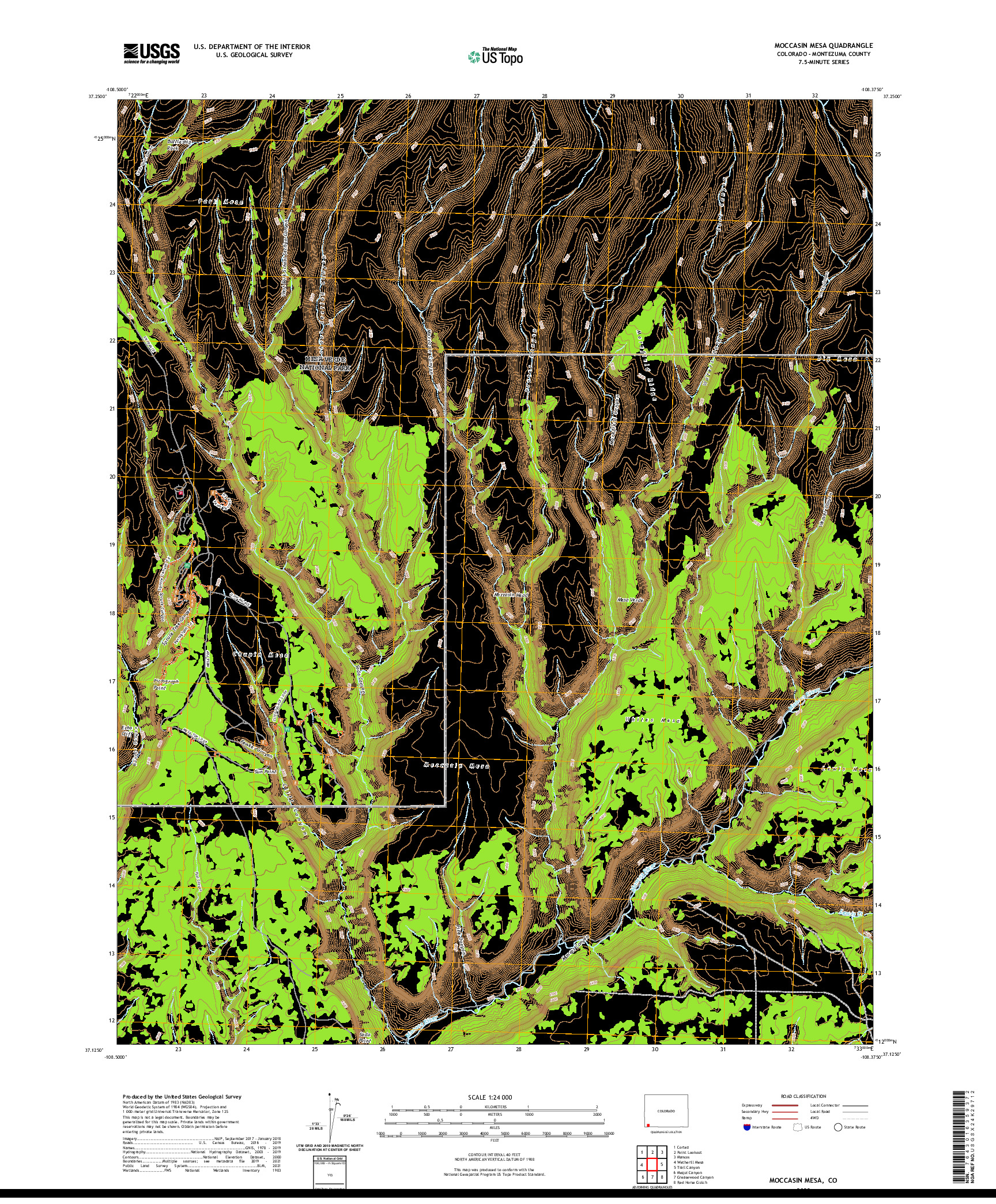 US TOPO 7.5-MINUTE MAP FOR MOCCASIN MESA, CO