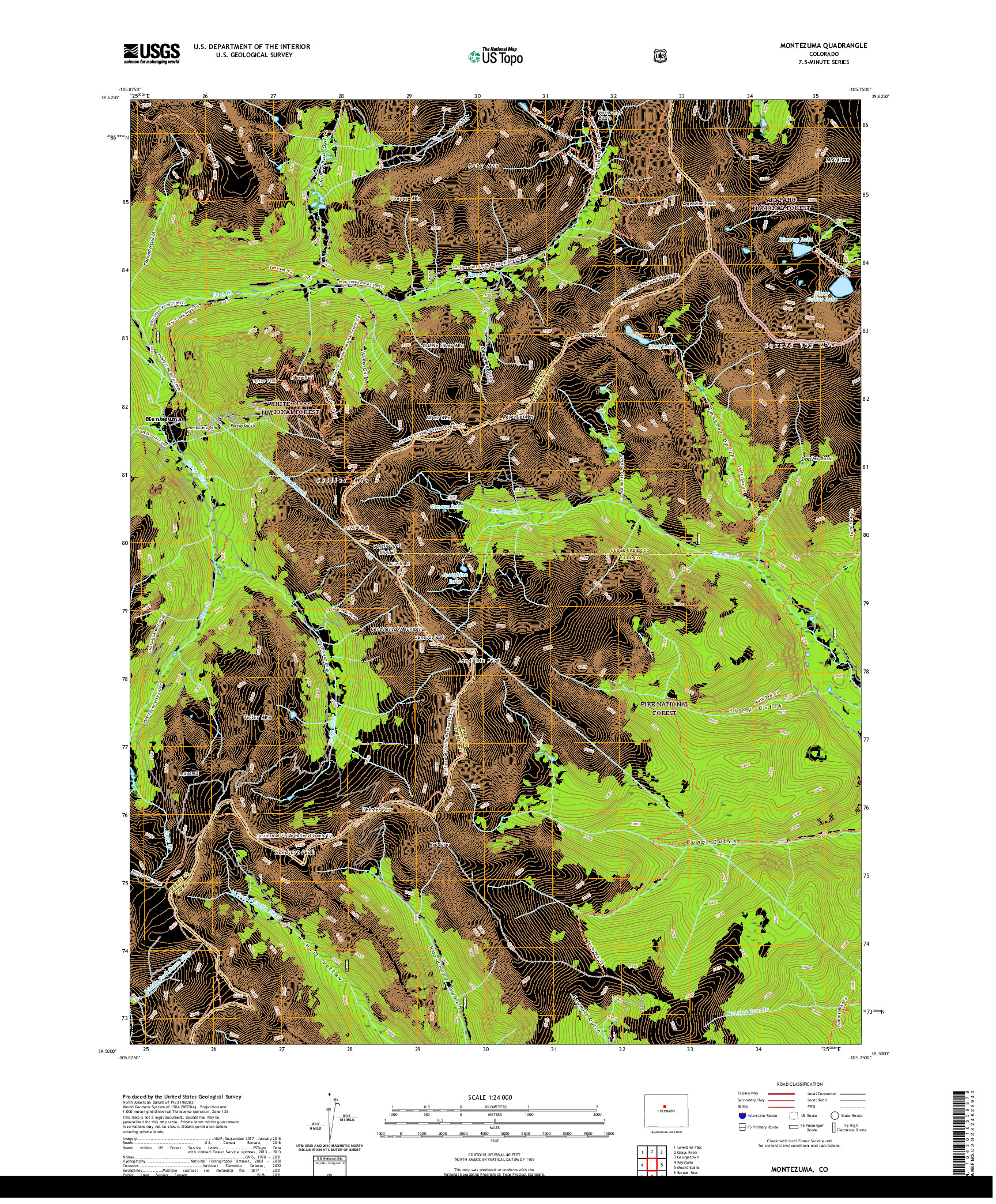 US TOPO 7.5-MINUTE MAP FOR MONTEZUMA, CO