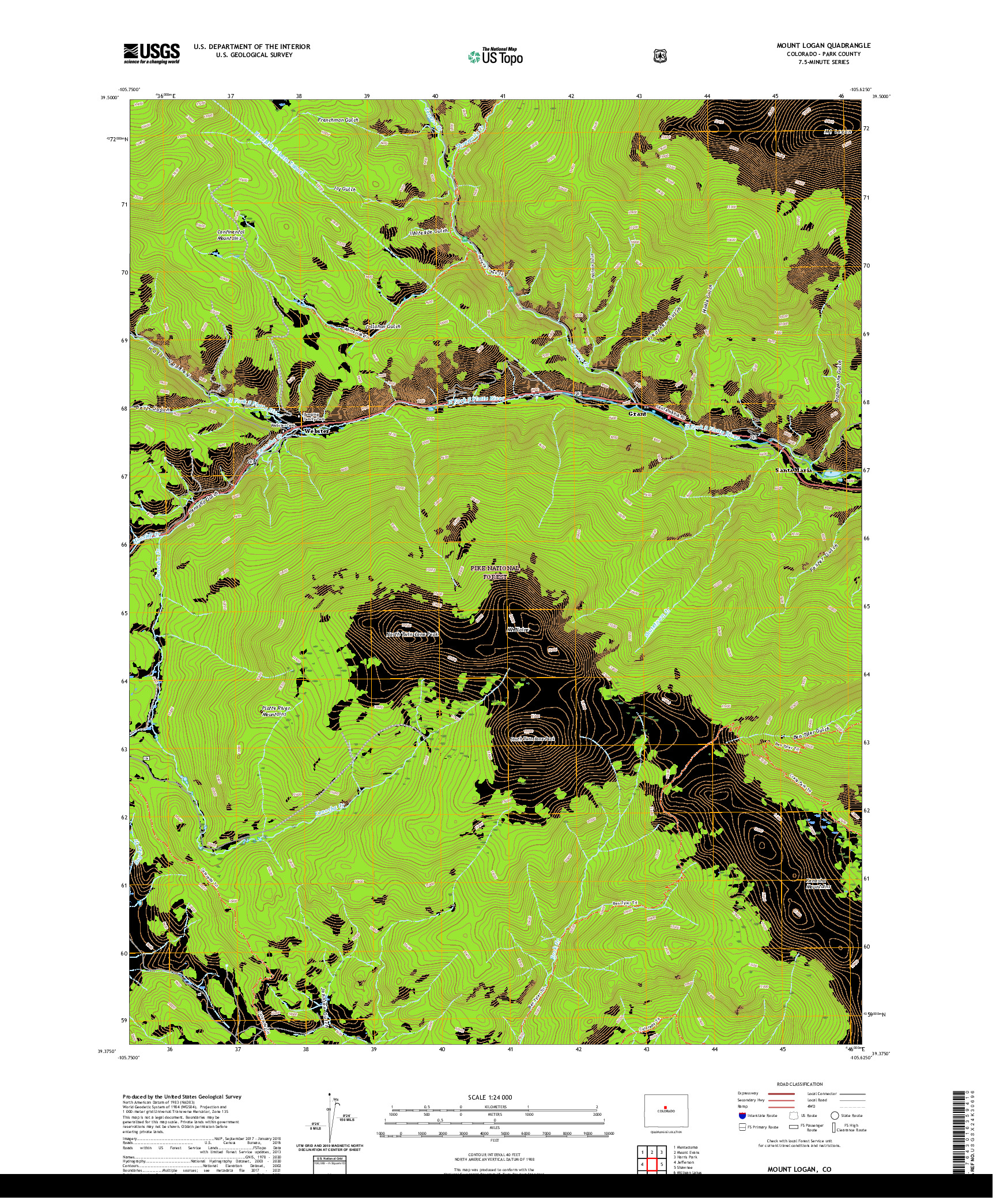 US TOPO 7.5-MINUTE MAP FOR MOUNT LOGAN, CO