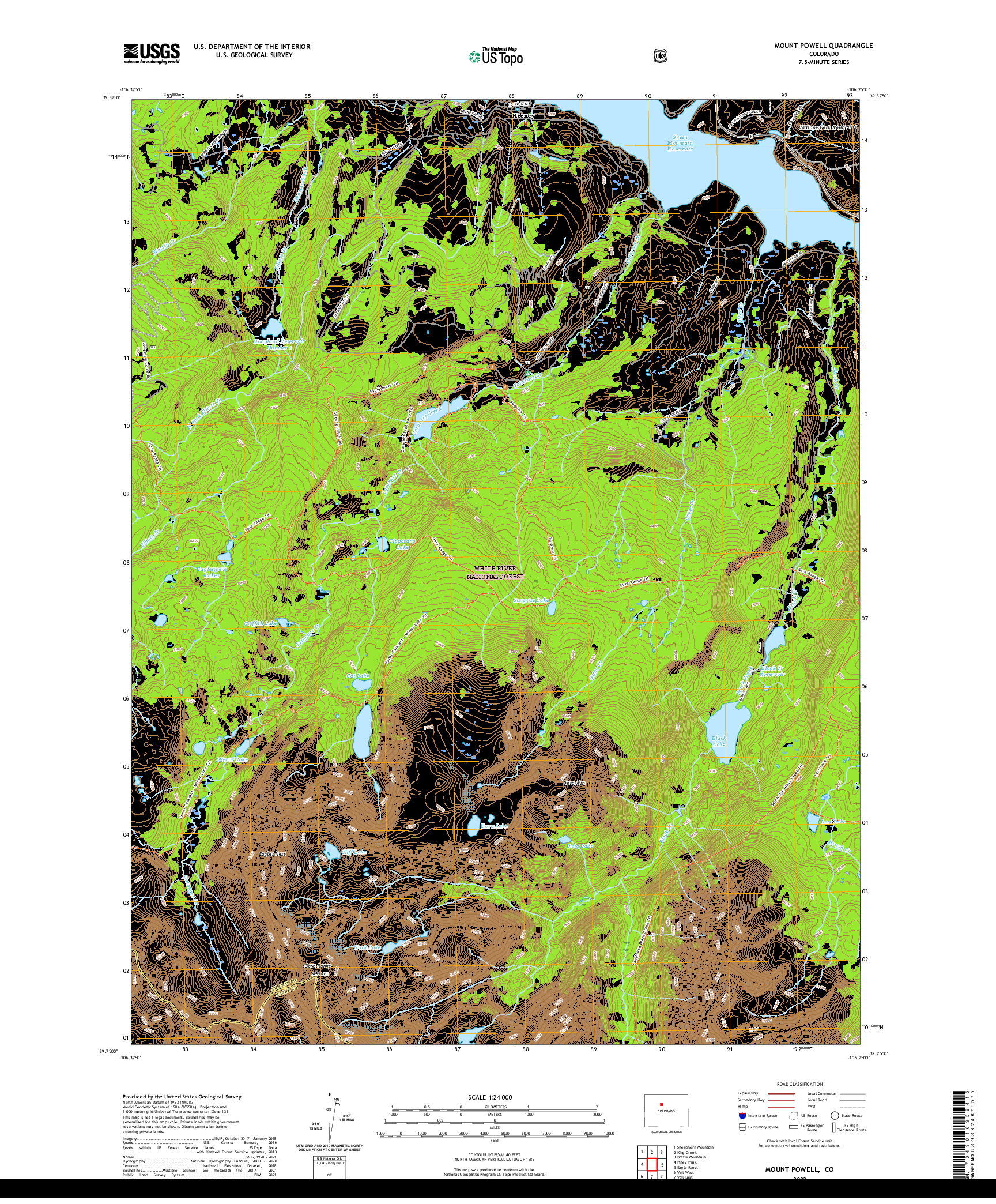 US TOPO 7.5-MINUTE MAP FOR MOUNT POWELL, CO