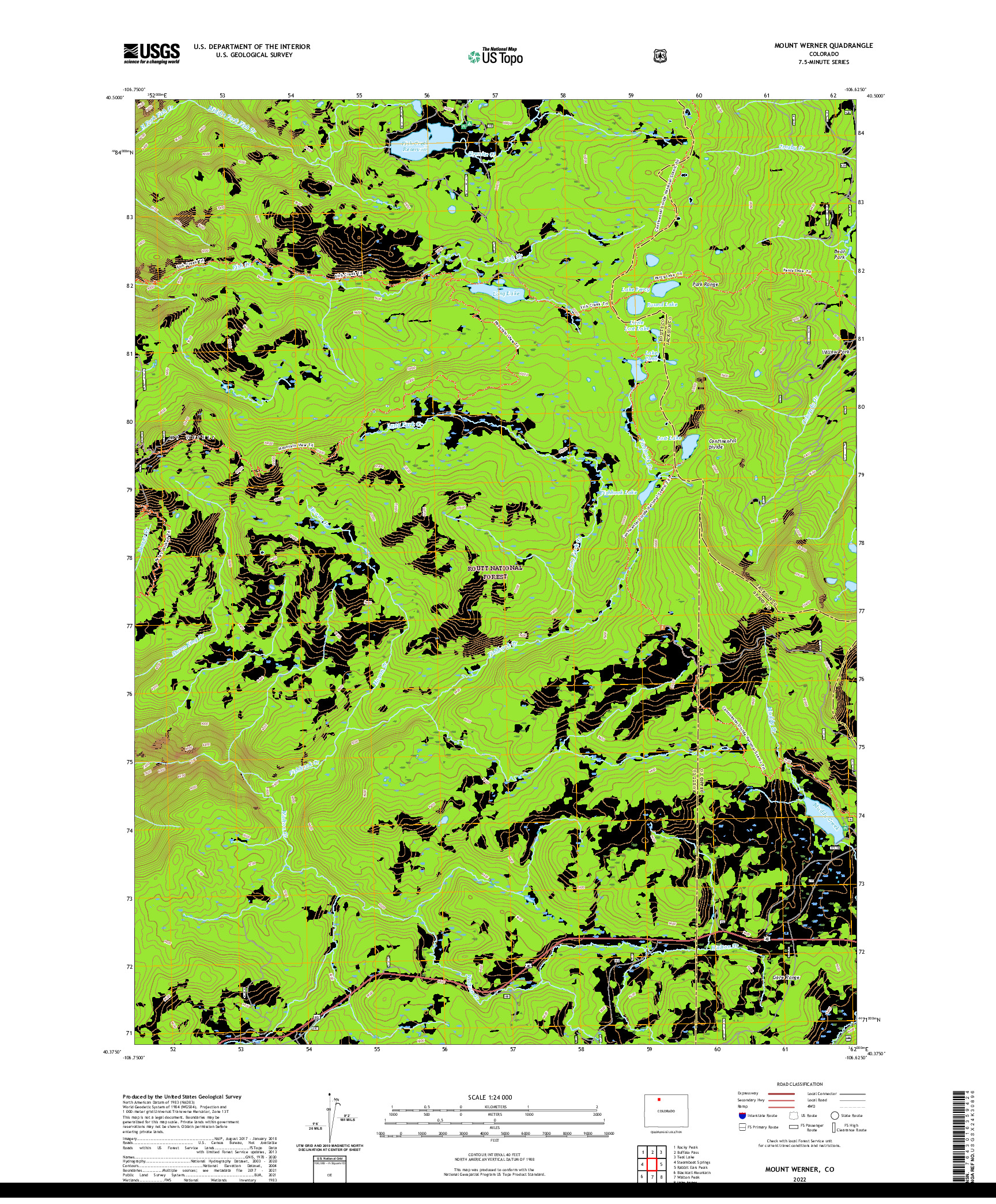 US TOPO 7.5-MINUTE MAP FOR MOUNT WERNER, CO