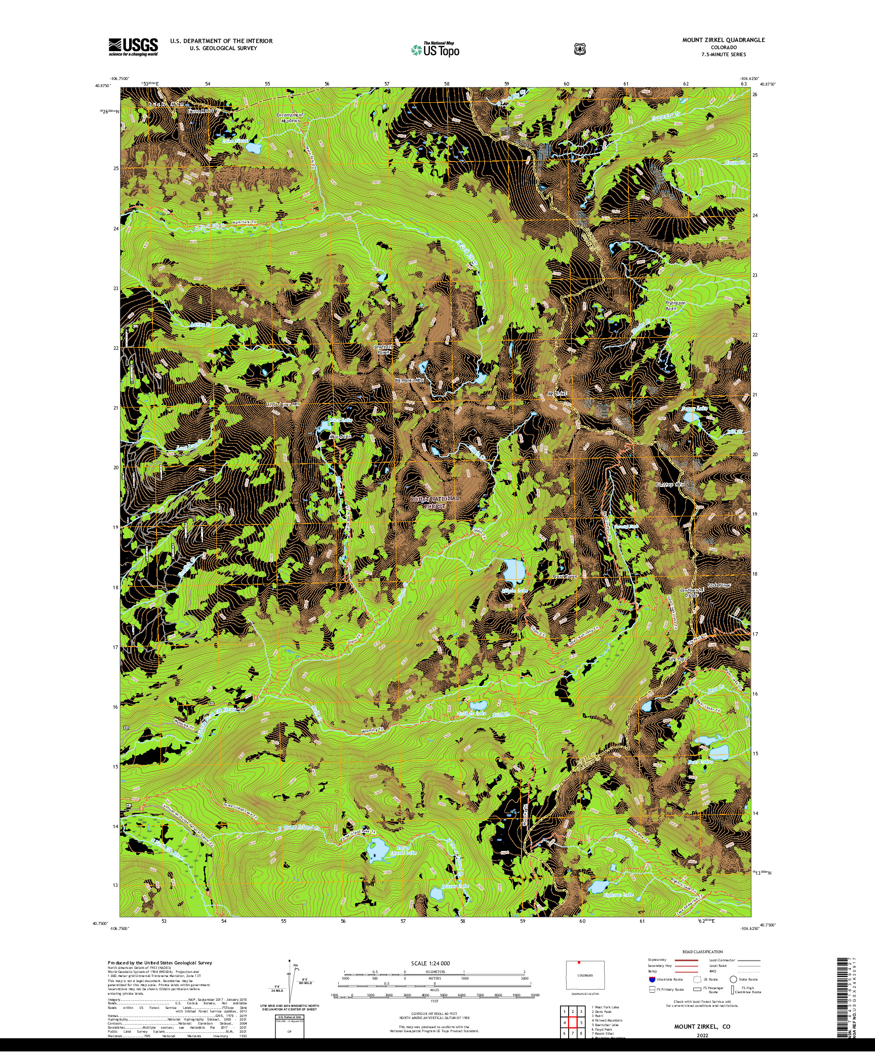 US TOPO 7.5-MINUTE MAP FOR MOUNT ZIRKEL, CO