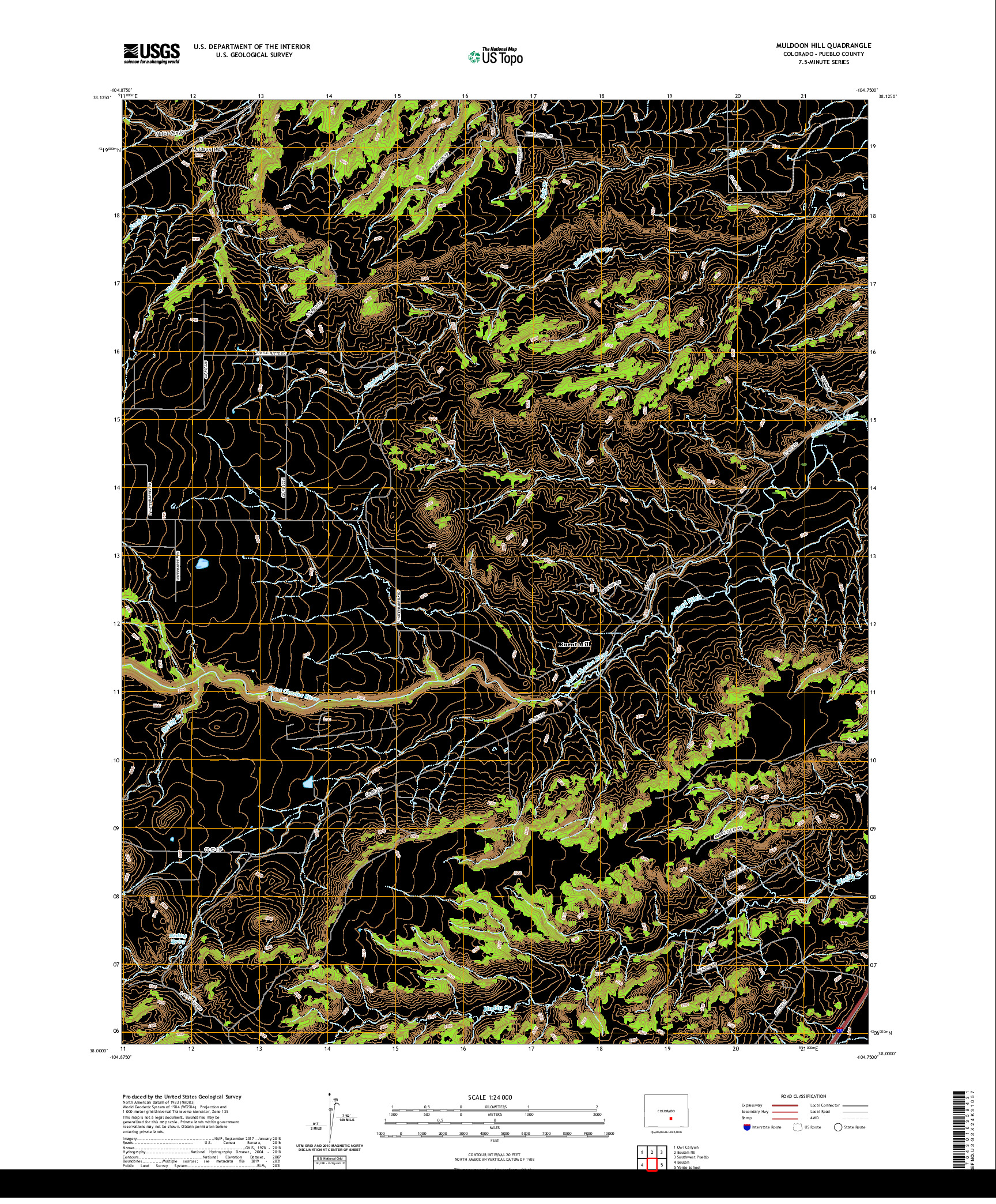 US TOPO 7.5-MINUTE MAP FOR MULDOON HILL, CO