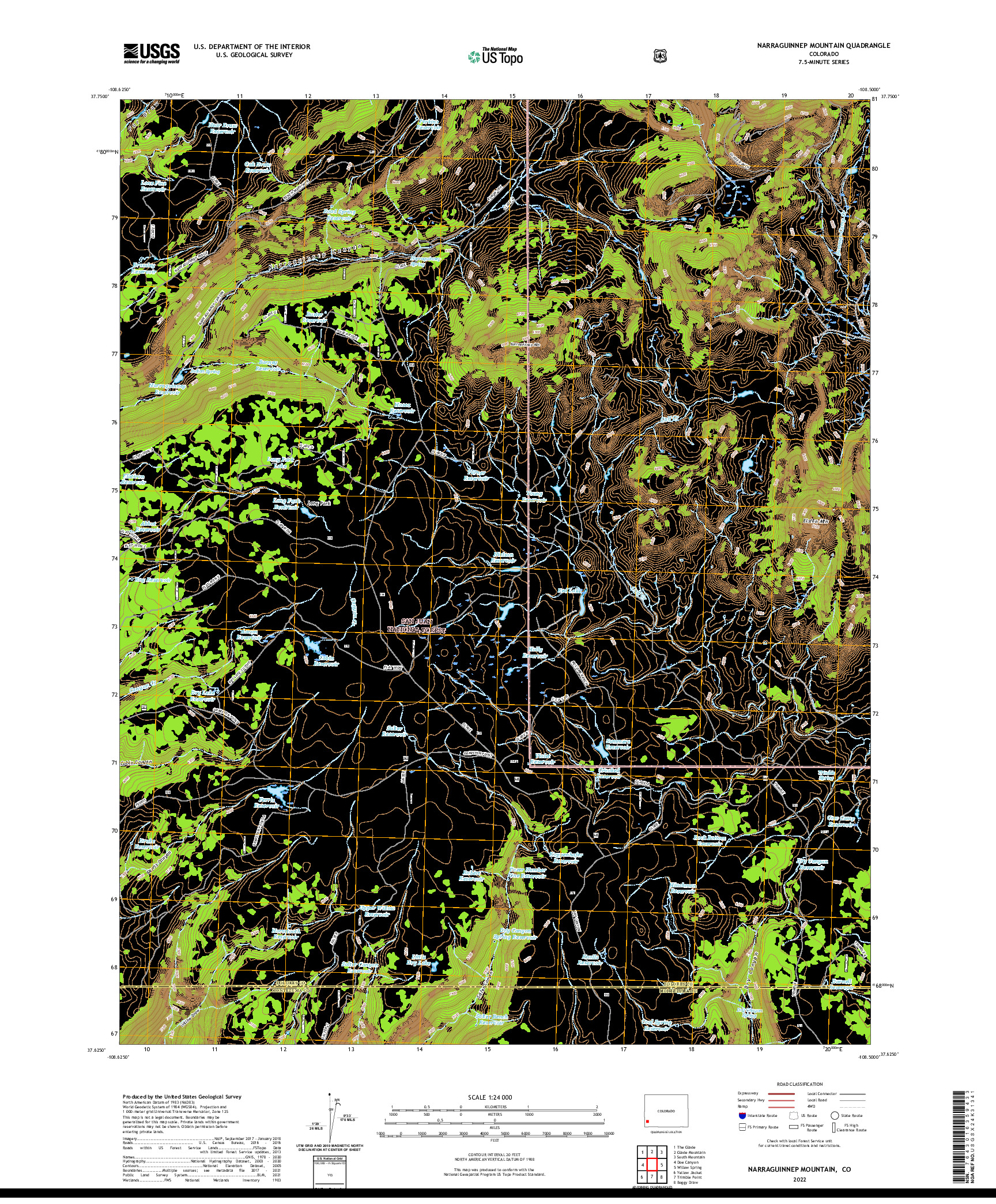 US TOPO 7.5-MINUTE MAP FOR NARRAGUINNEP MOUNTAIN, CO