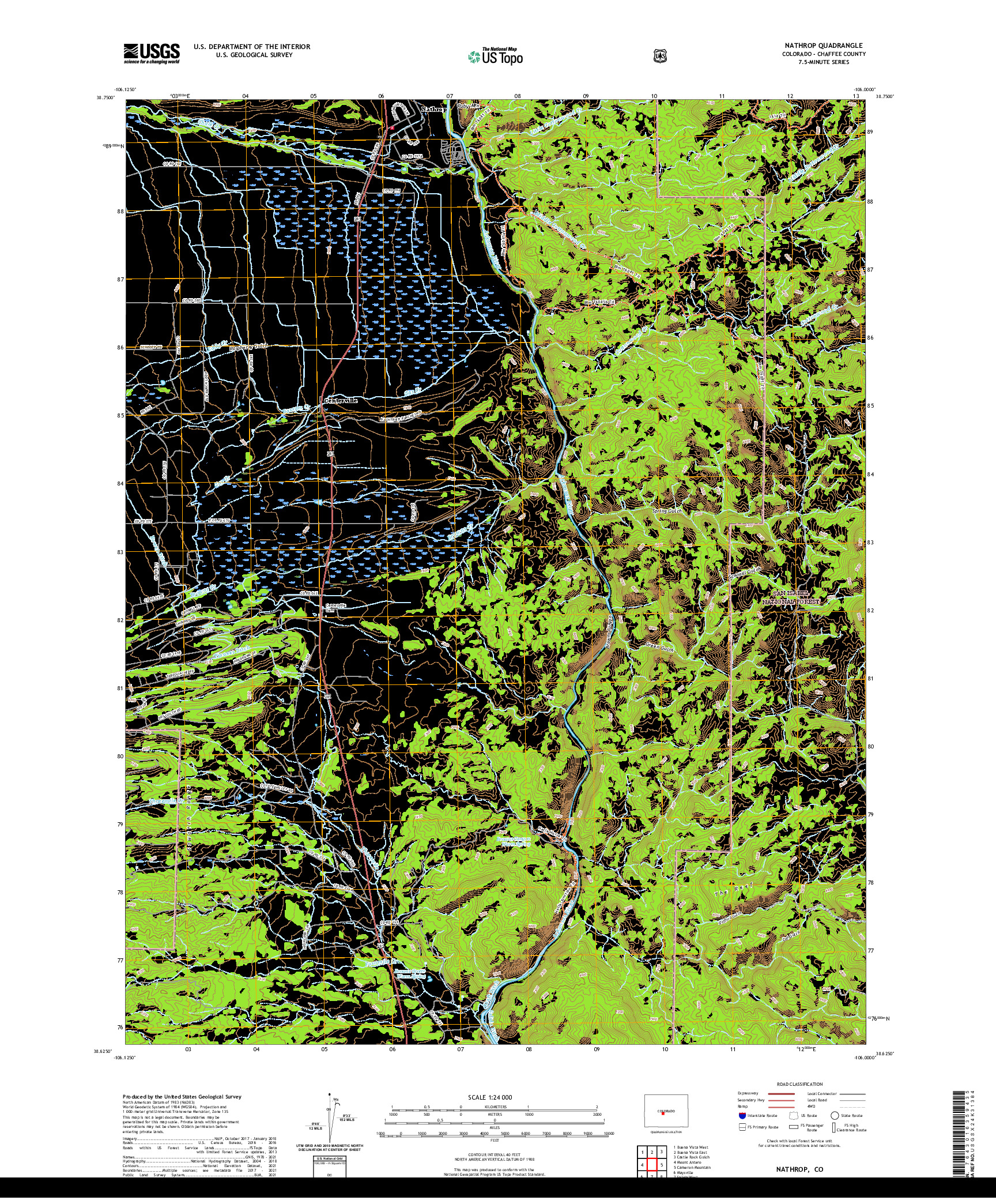 US TOPO 7.5-MINUTE MAP FOR NATHROP, CO